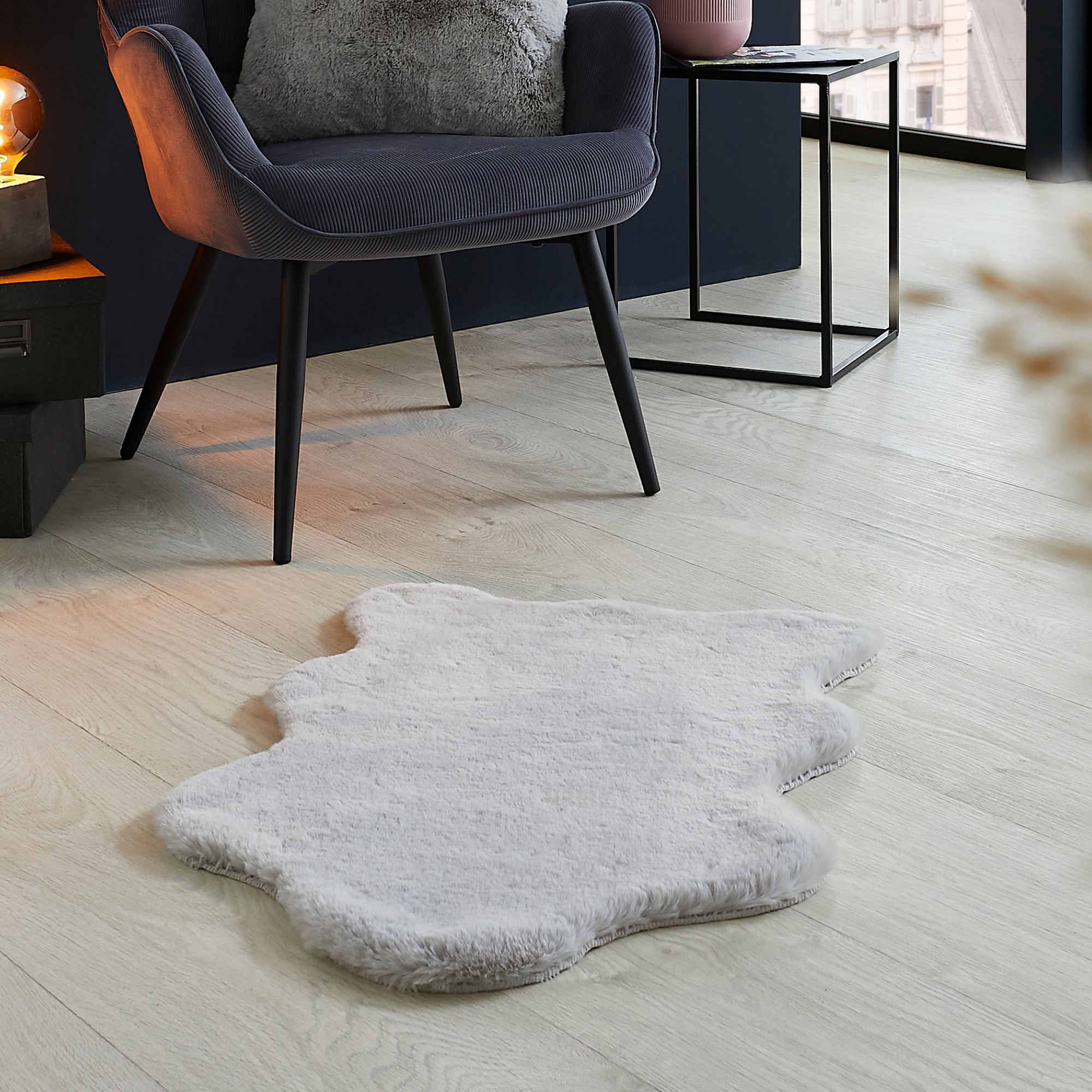 my home Fellteppich »Lugano«, fellförmig, 30 mm Höhe, Kunstfell, Uni Farben günstig online kaufen