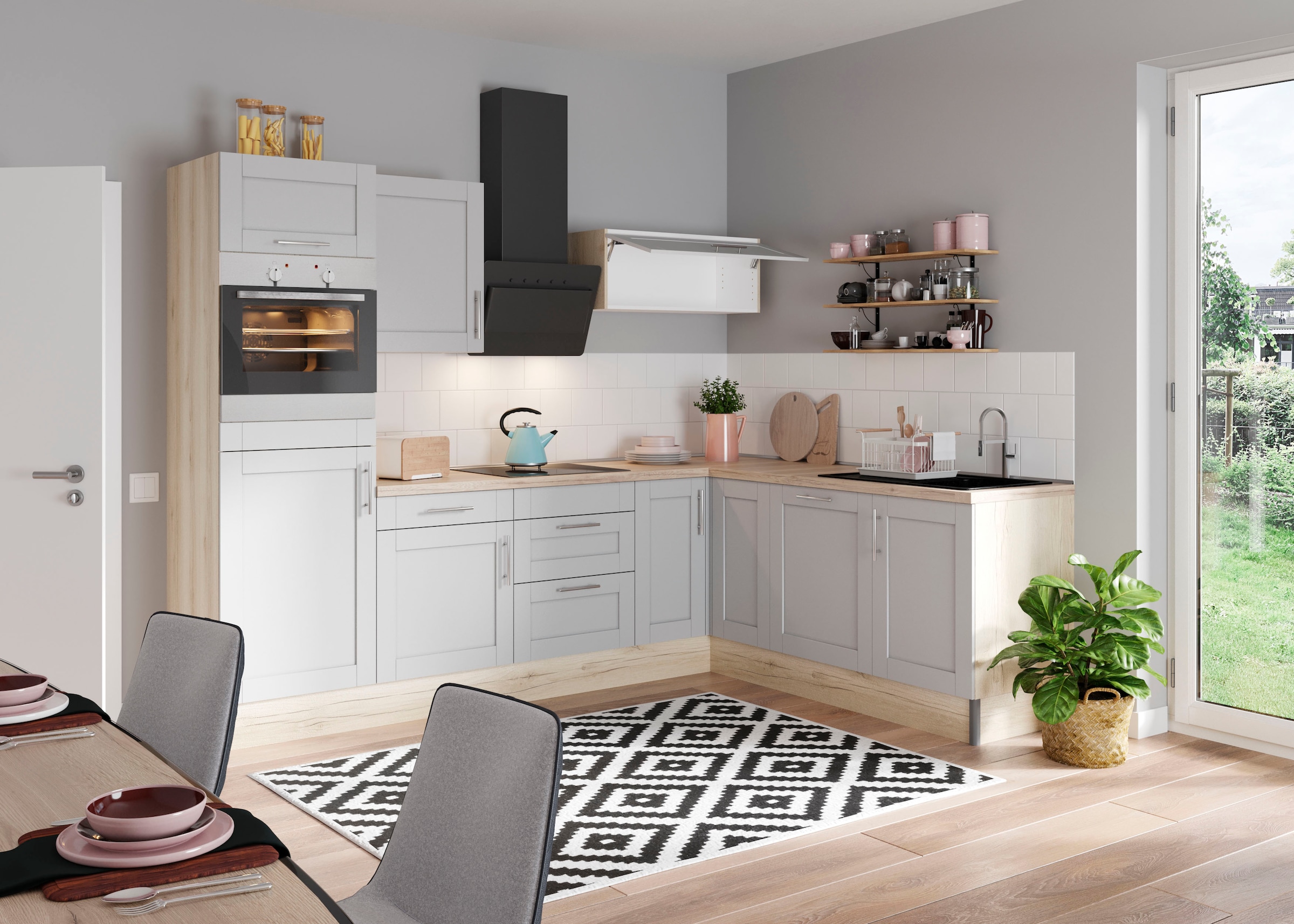 OPTIFIT Küche »Ahus«, 200 x 270 cm breit, wahlweise mit E-Geräten, Soft Close Funktion