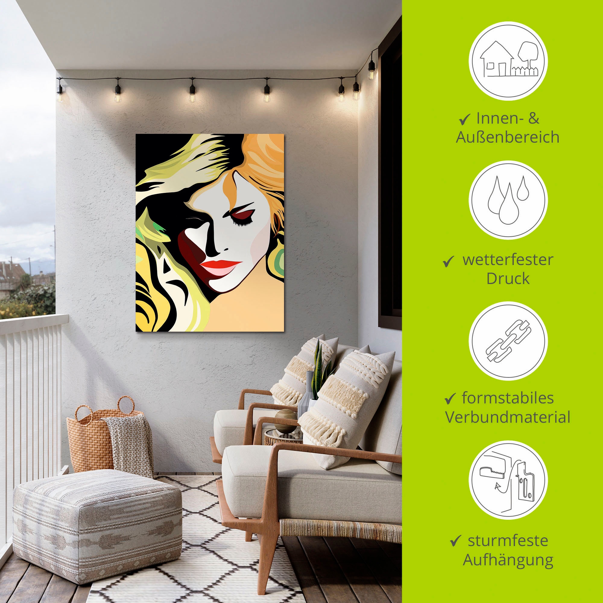 Artland Wandbild »Schöne Frau«, Frau, (1 St.), als Alubild, Outdoorbild, Leinwandbild, Wandaufkleber, versch. Größen
