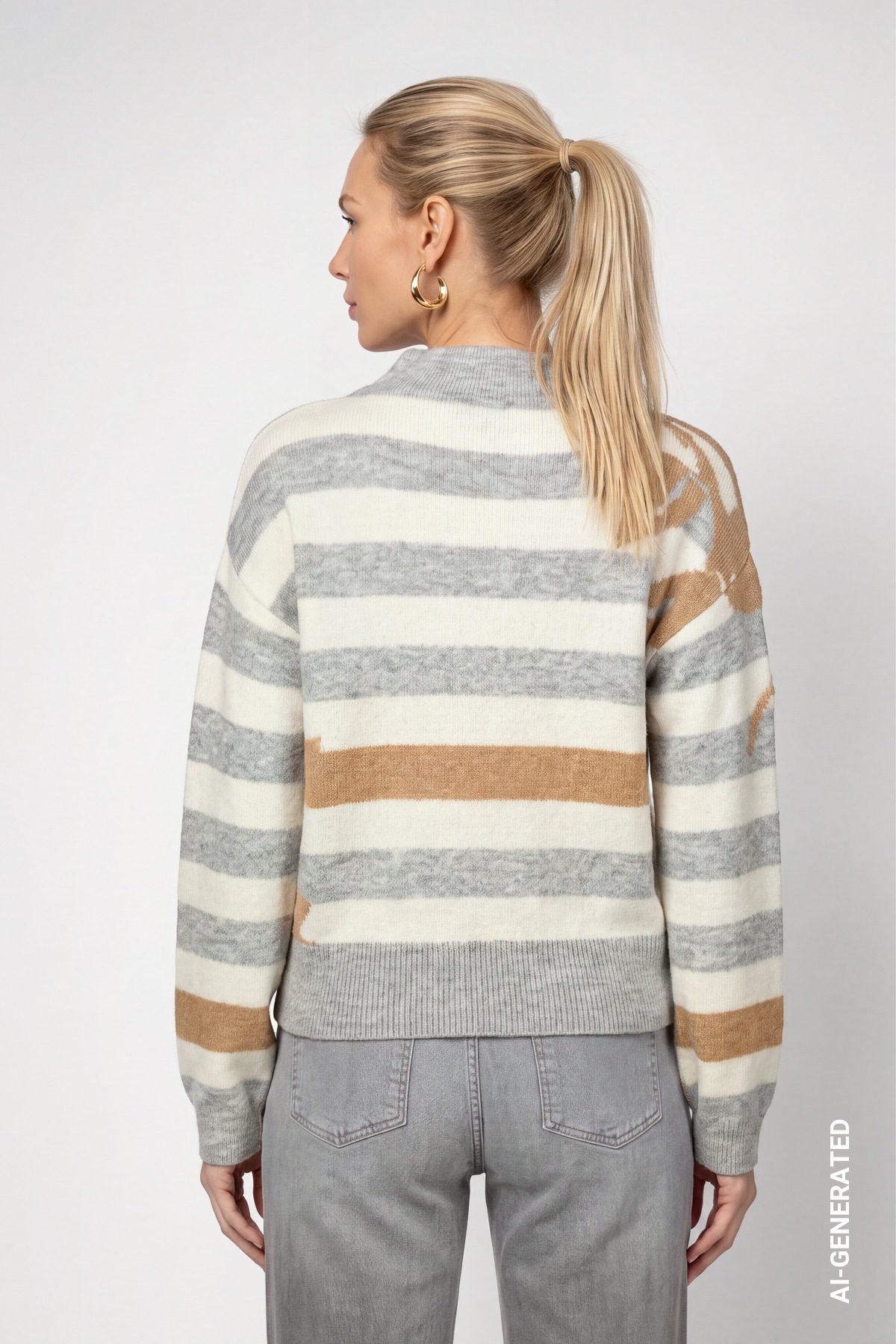 Monari Strickpullover »Pullover Ringel + Blume« Regular fit mit Stehkragen