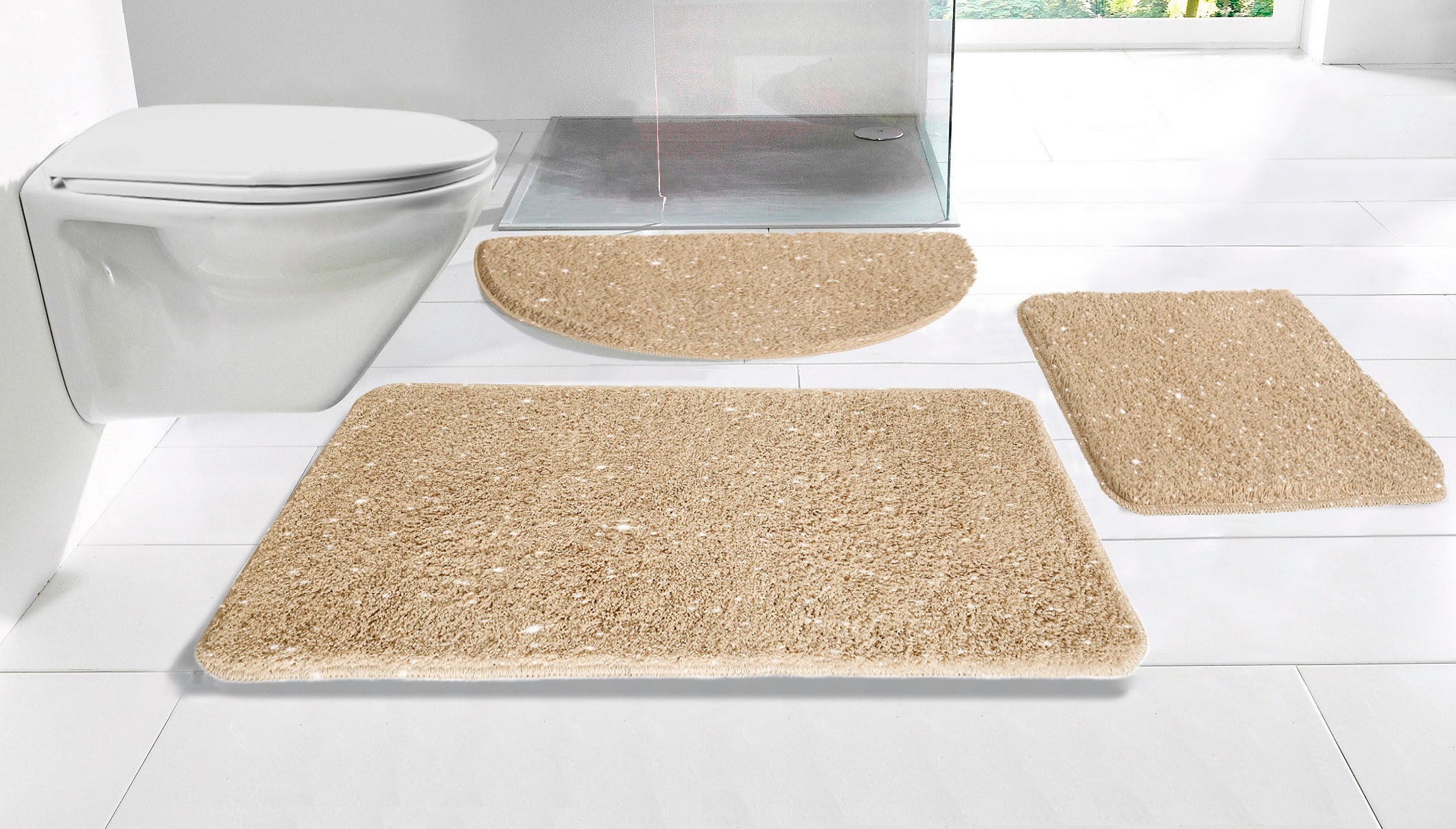 my home Badematte »Glitzer, Badvorleger, Badezimmer Teppich« Höhe 30 mm rut günstig online kaufen