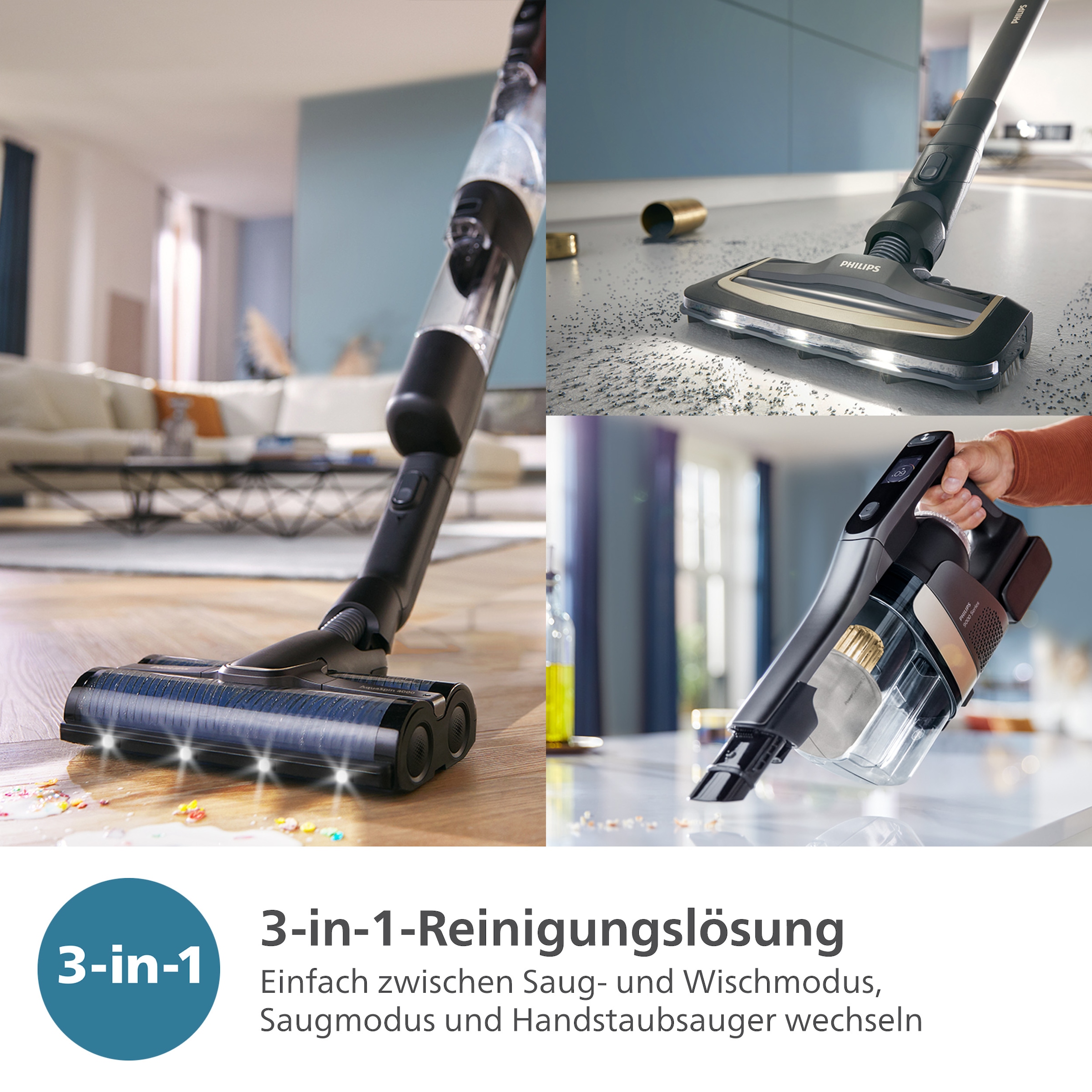 Philips Nass-Trocken-Akkusauger »AquaTrio Cordless 9000 Series XW9463/11«, 3-in-1-Reinigungslösung, mit automatischem Reinigungssystem