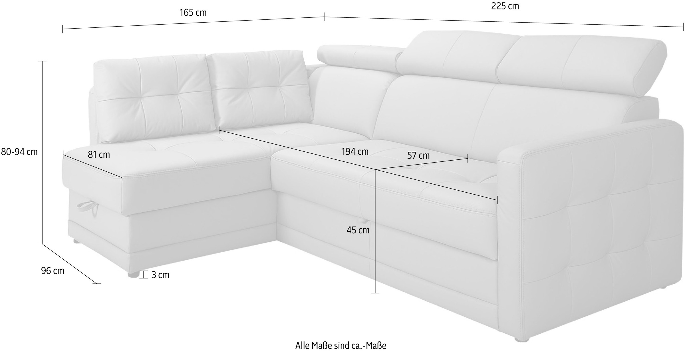 exxpo - sofa fashion Ecksofa »Arles, bequeme Federkernunterfederung, OTTOs Choice, L-Form«, wahlweise mit Bettfunktion und Bettkasten, inkl. Kopfteilverstellung