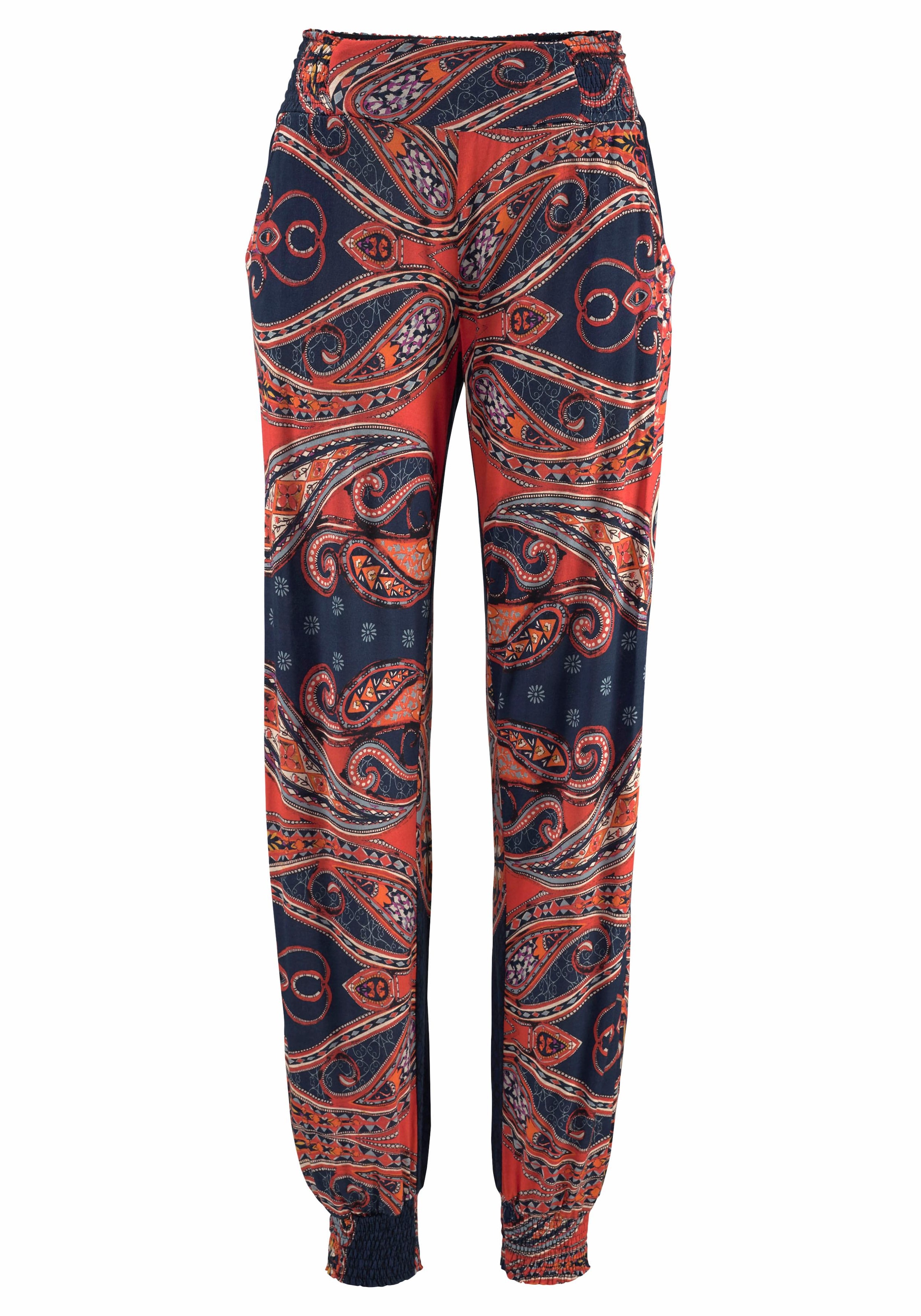 LASCANA Strandhose, mit Paisleyprint und Taschen, leichte Jerseyhose, elastisch