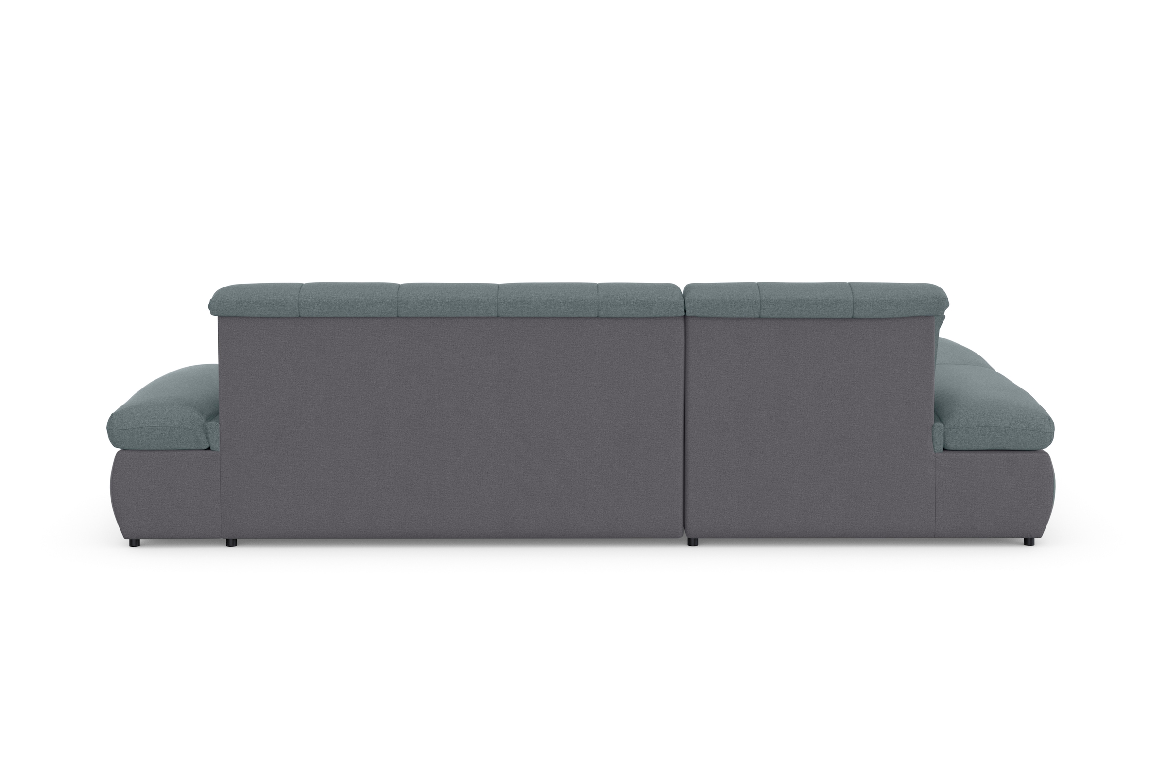 DOMO collection Ecksofa »Moric, L-Form, XXL-Sofa - Breite 300cm«, wahlweise mit Bettfunktion und Armteilverstellung, grau-eisblau