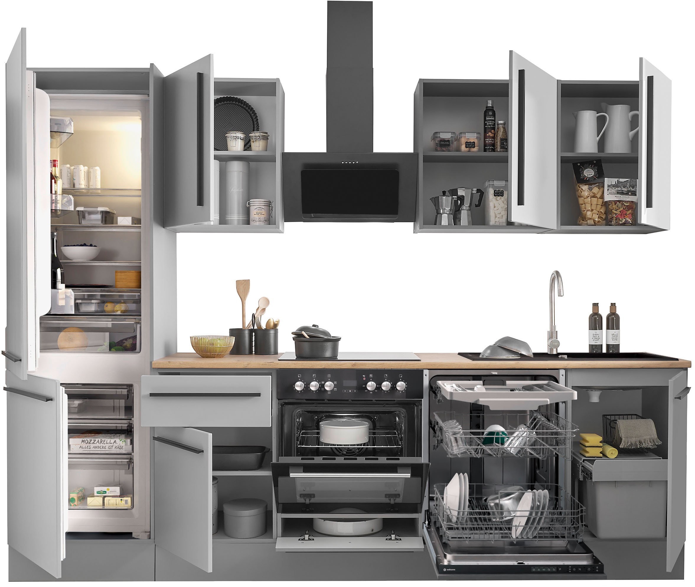 BASIC by Balculina Winkelküche »Denver, Küche BxHxT 280 x 211 x 60«, Breite 280 cm, wahlweise mit E-Geräten und Induktion