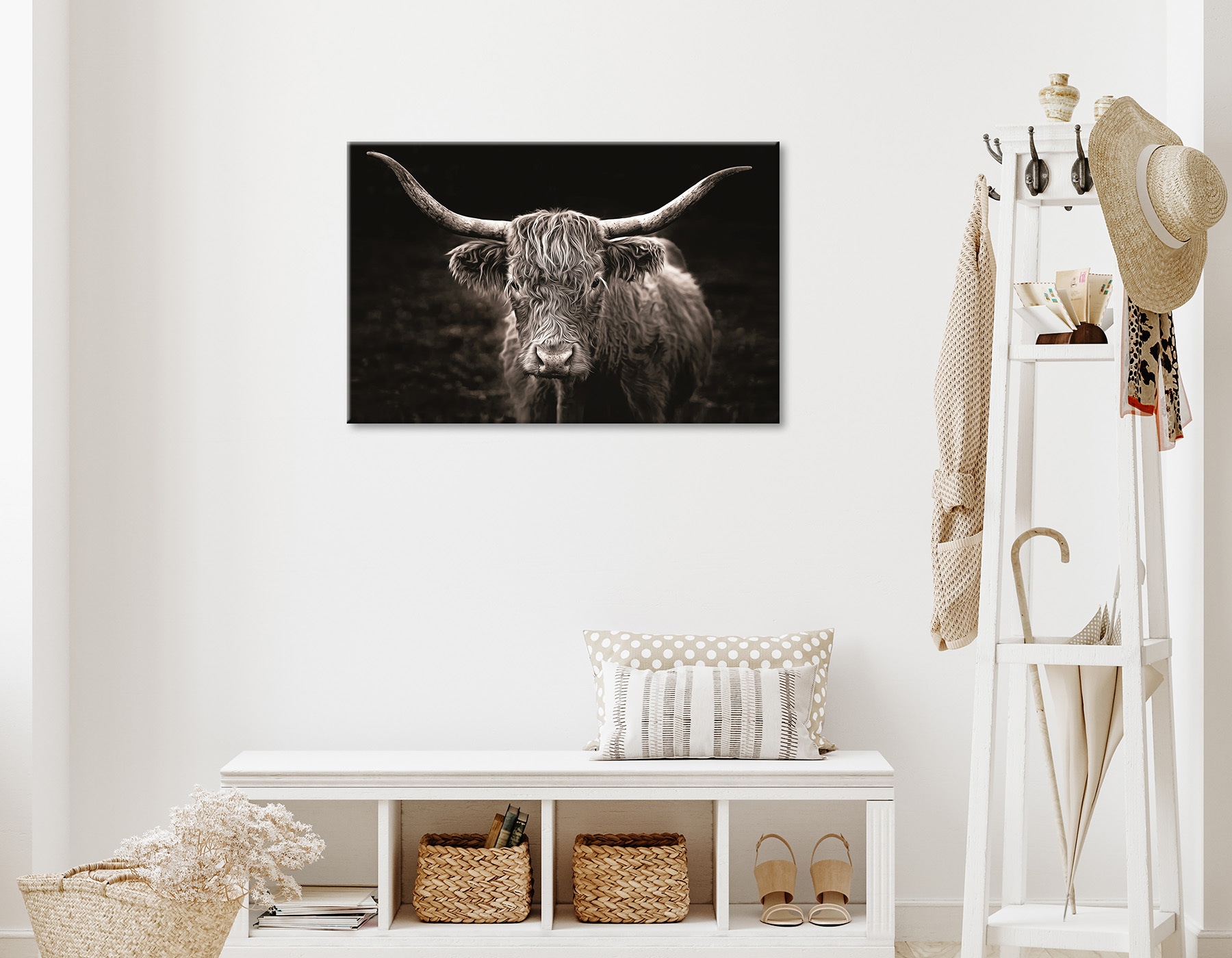 Bönninghoff Leinwandbild »Wandbild HOCHLANDRIND 60x90 cm – Leinwandbild Keilrahmen Deko modern« Kuhbilder 1 Stk. tlg. auf Keilrahmen gespannt