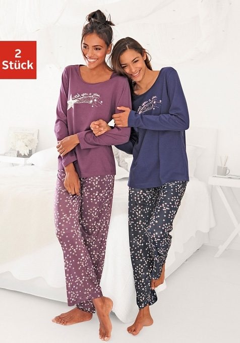 Vivance Dreams Pyjama, (4 tlg., 2 Stück), mit Sternenprint