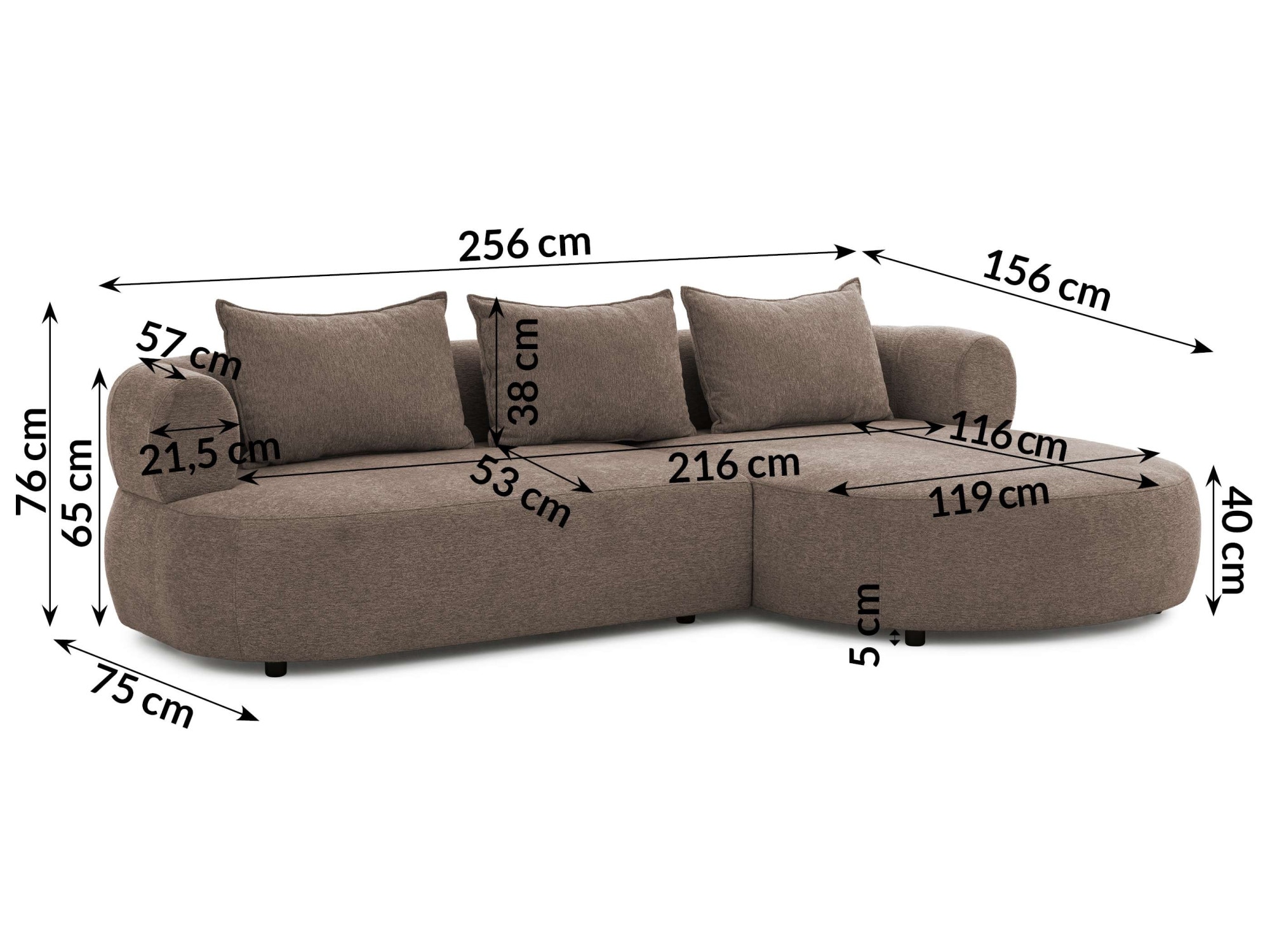 Home affaire Ecksofa »LUSSAC L-Form Design-Sofa mit Zierkissen, Maße B/T/H: 257/159/78 cm«, hoher Sitzkomfort und modernes Design, Sofa ohne Bettfunktion