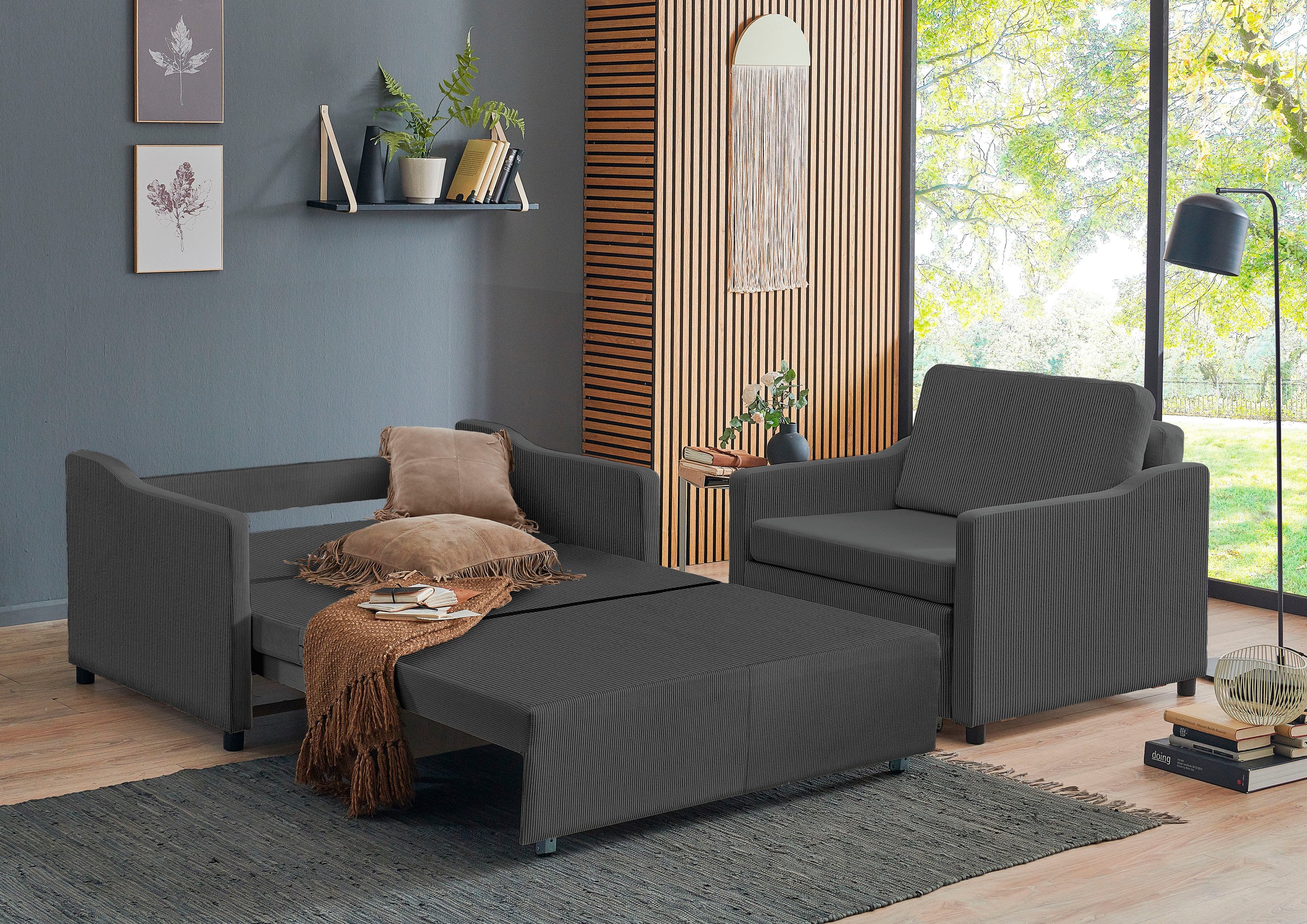 ATLANTIC home collection Schlafsofa »Anella«, mit Cord-Bezug, mit Schlaffunktion, frei im Raum stellbar