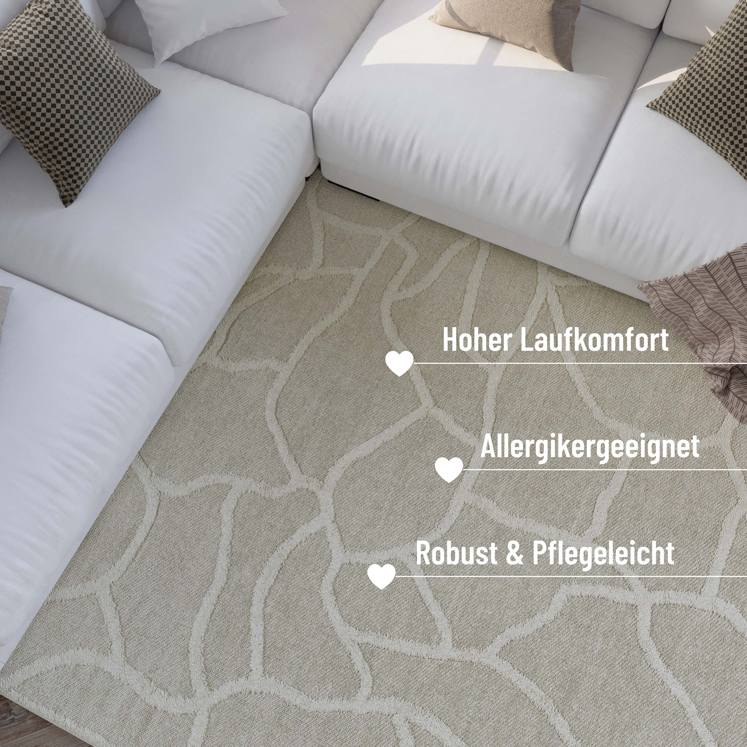 Wecon home Teppich »Hamptons TWENTYSIX«, rund, 10 mm Höhe, Kurzflor, Wohnzimmer, Schlafzimmer, elegant, robust, Mosaik Design