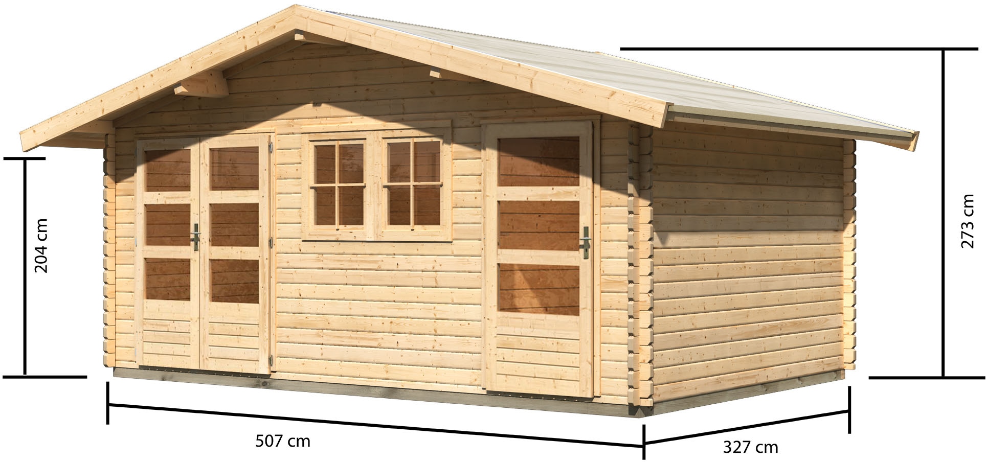 Karibu Gartenhaus »Lagor 2«, 38mm, 2 Raumhaus aus hochwertiger nordischer Fichte