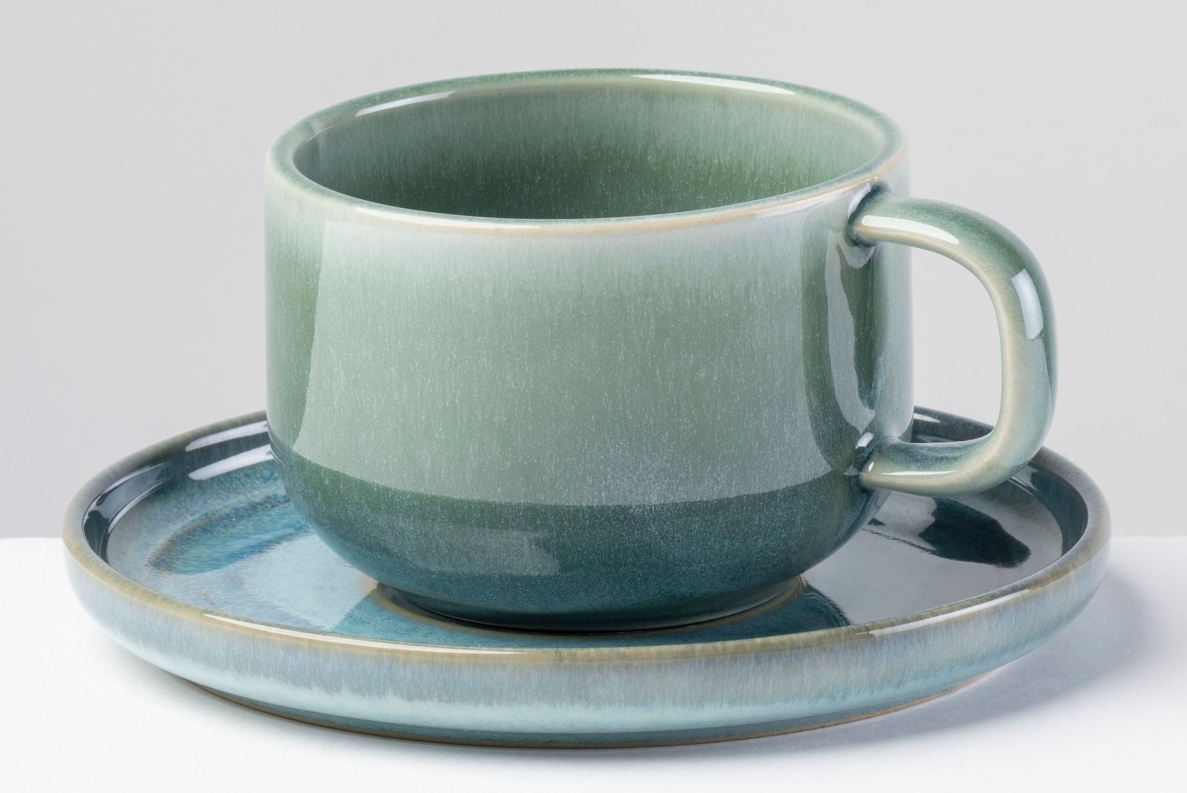 gipfelstück Untertasse »Tiefer See«, (Set, 4 St.), Scandi-Style, glänzende Reaktivglasur, jedes Stück ein Unikat