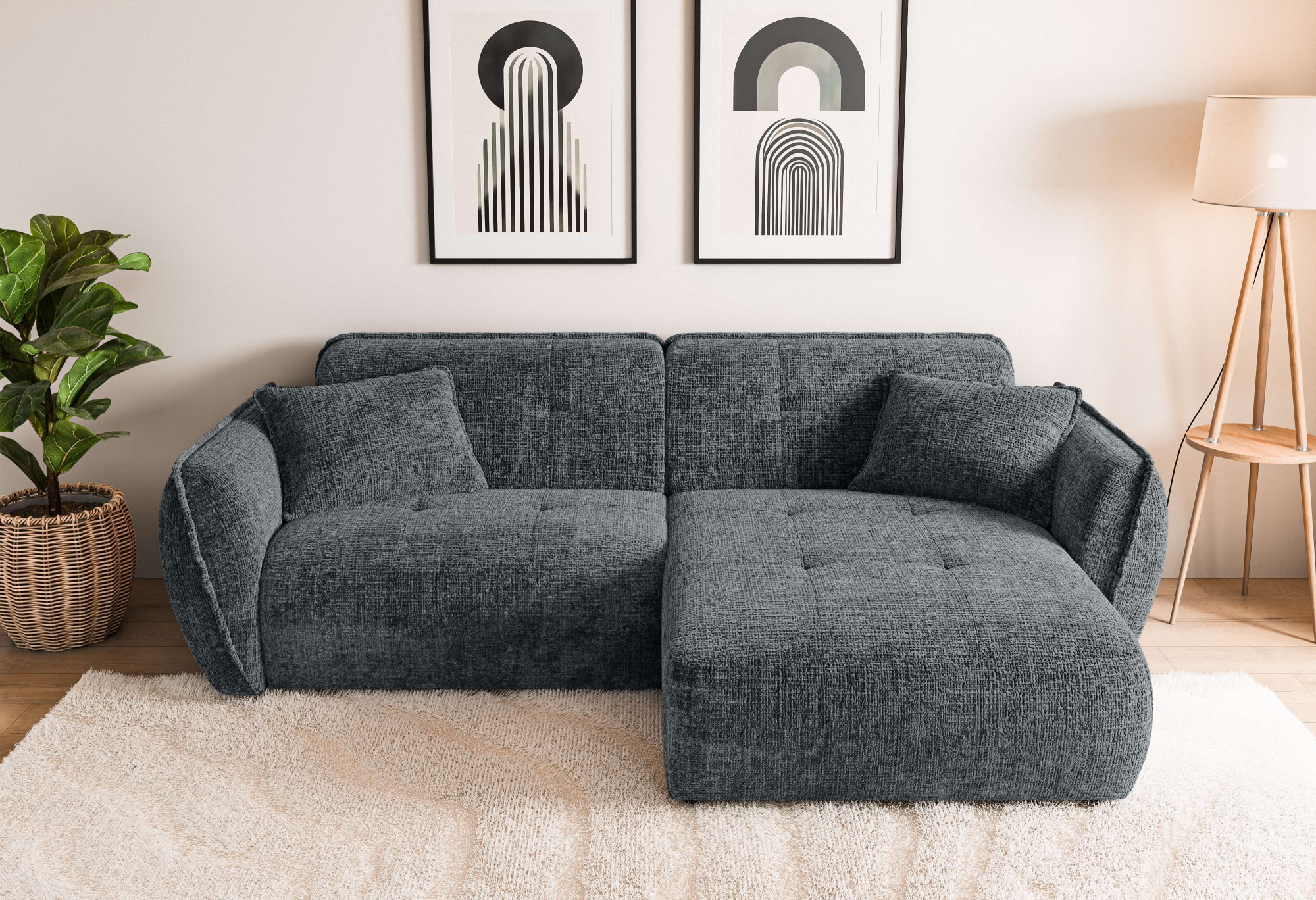 Home affaire Ecksofa »MIRELDA L-Form mit Steppungen, Recamiere rechts/links günstig online kaufen