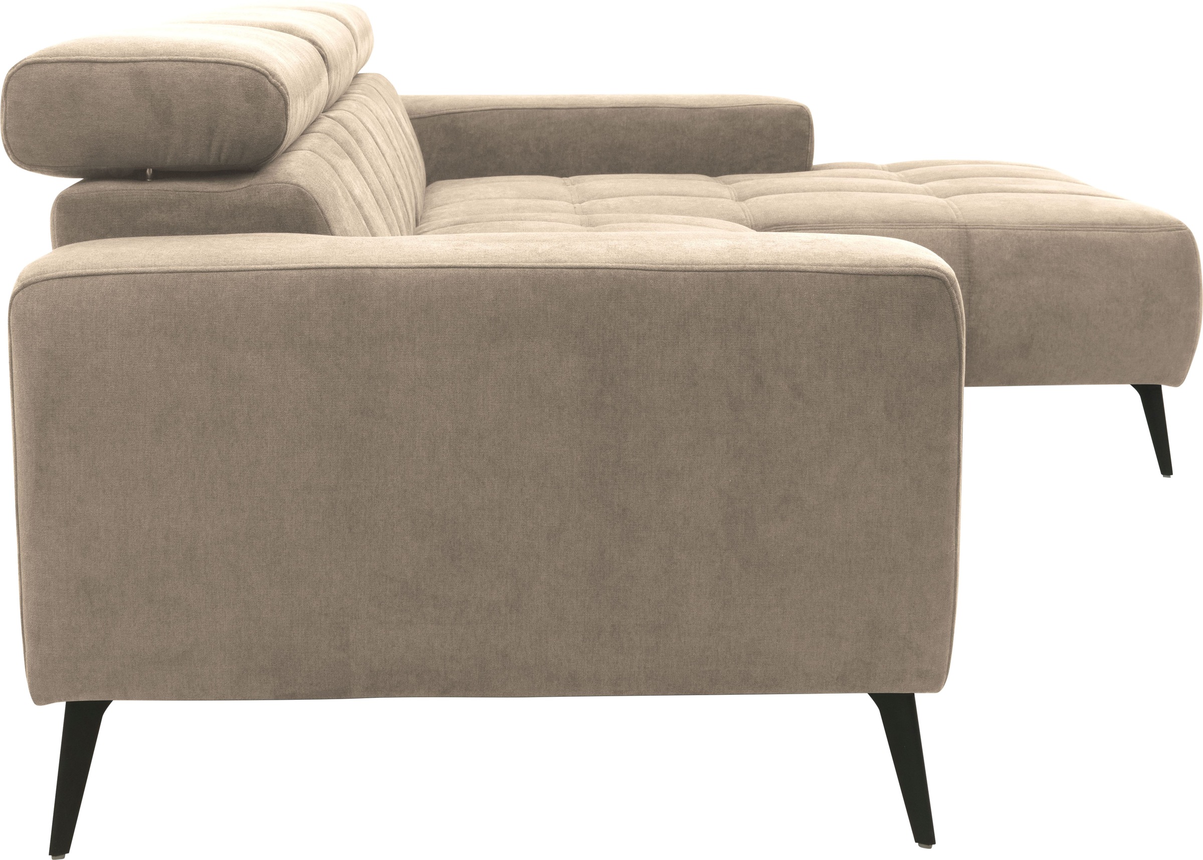 DOMO collection Ecksofa »Trento L-Form, mit Kufenfuß oder Einzelfuß«, wahlweise mit Kopfteilverstellung, Recamiere links/rechts bestellbar