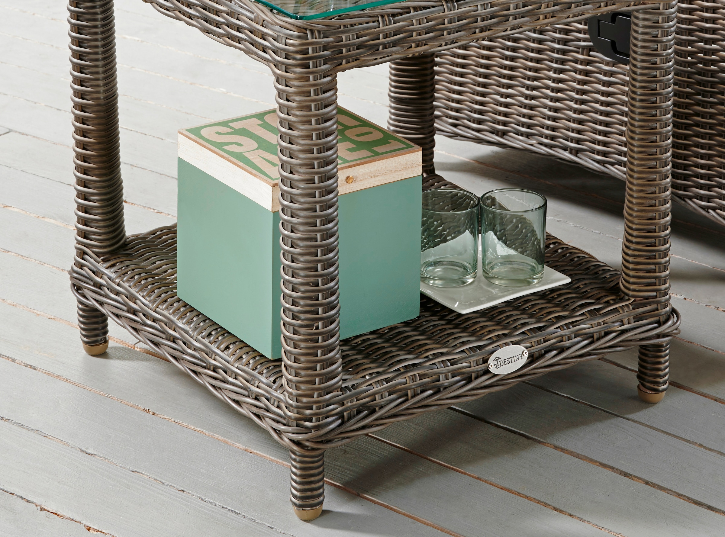 Destiny Beistelltisch »MERANO«, 46x46x50cm, Aluminium, Polyrattan