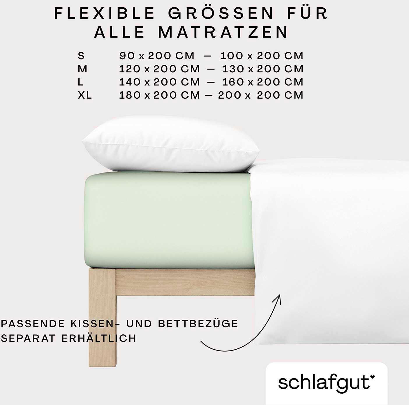 Schlafgut Spannbettlaken »CASUAL u.a. in Gr. 90x200, 140x200 oder 180x200 cm, 100% Bio-Baumwolle«, Bettlaken für Matratzen bis 25 cm Höhe, zuverlässig, langlebig, weich