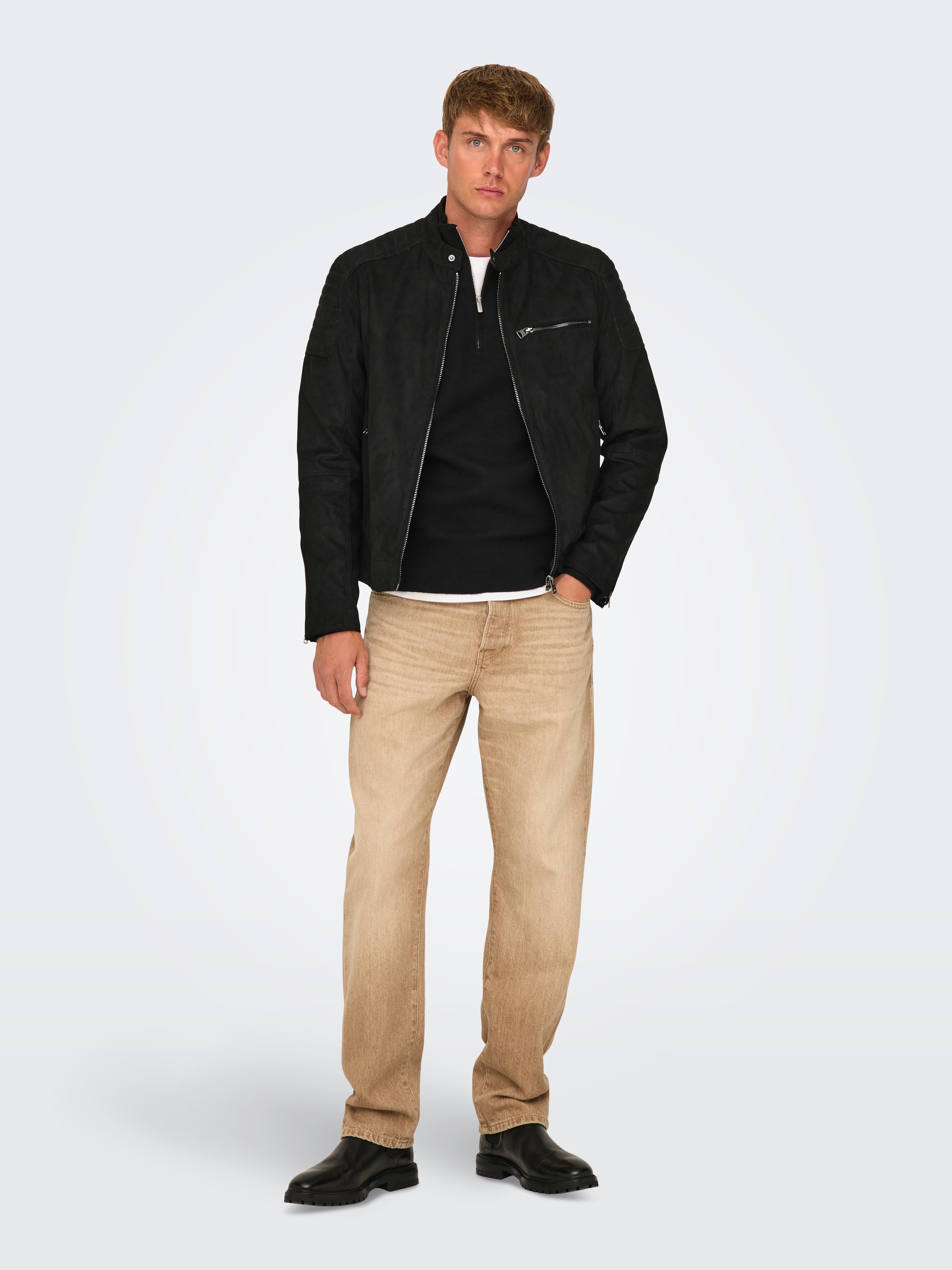 ONLY & SONS Lederimitatjacke »ONSGUS FAUX SUEDE RACER JACKET OTW NOOS«, ohne Kapuze