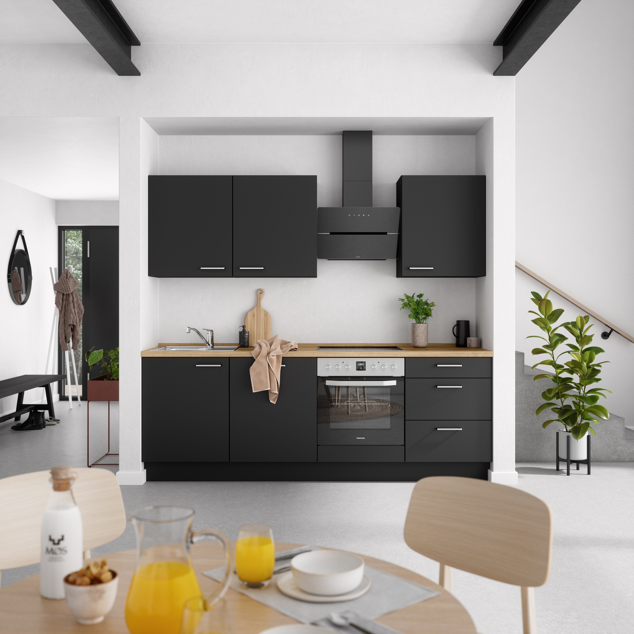 nobilia® Küchenzeile »"Touch II"«, vormontiert, Ausrichtung wählbar, Breite 240 cm, wahlw. mit E-Geräten