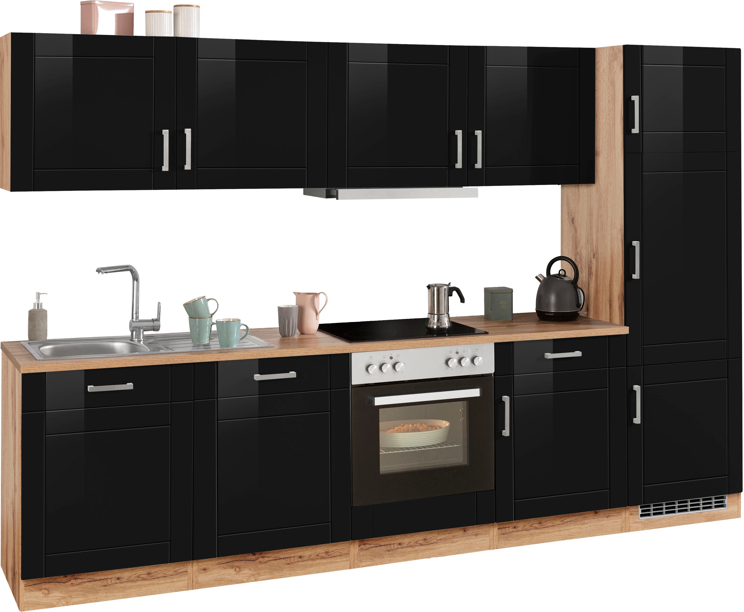 KOCHSTATION Küchenzeile »KS-Tinnum« mit E-Geräten, Breite 300 cm