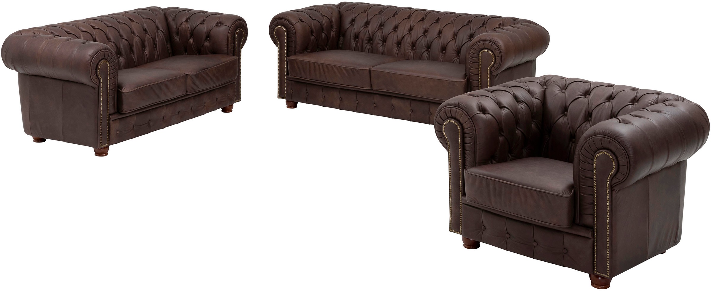 Max Winzer® Sessel »Norwin, Loungesessel, Chesterfield mit Ziernägeln in der Chatose,«, Clubsessel, klassisch, edel, modern und bequem