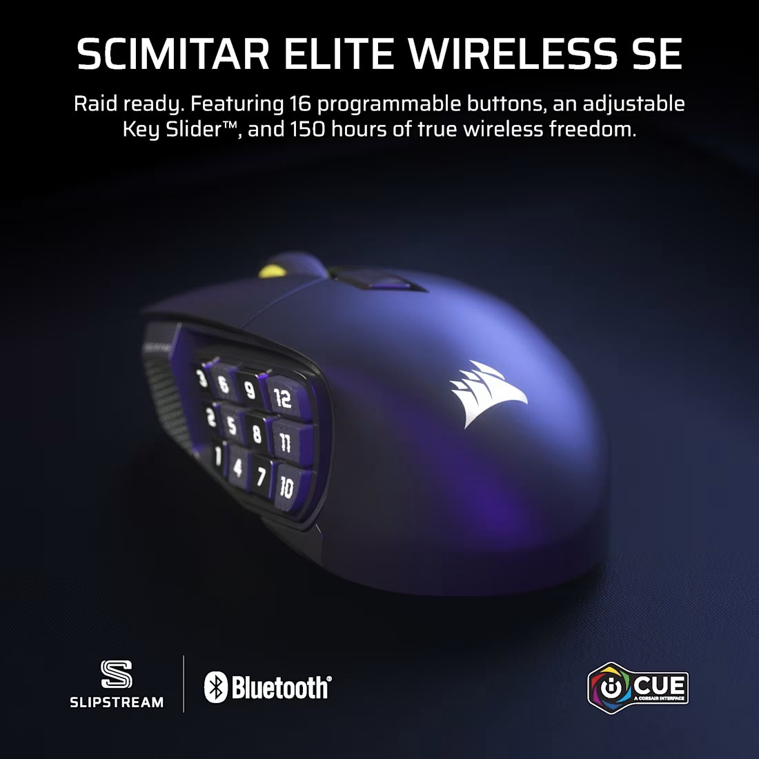 Corsair Gaming-Maus »Scimitar Elite Wireless SE MMO« RF kabellos + Bluetooth | USB