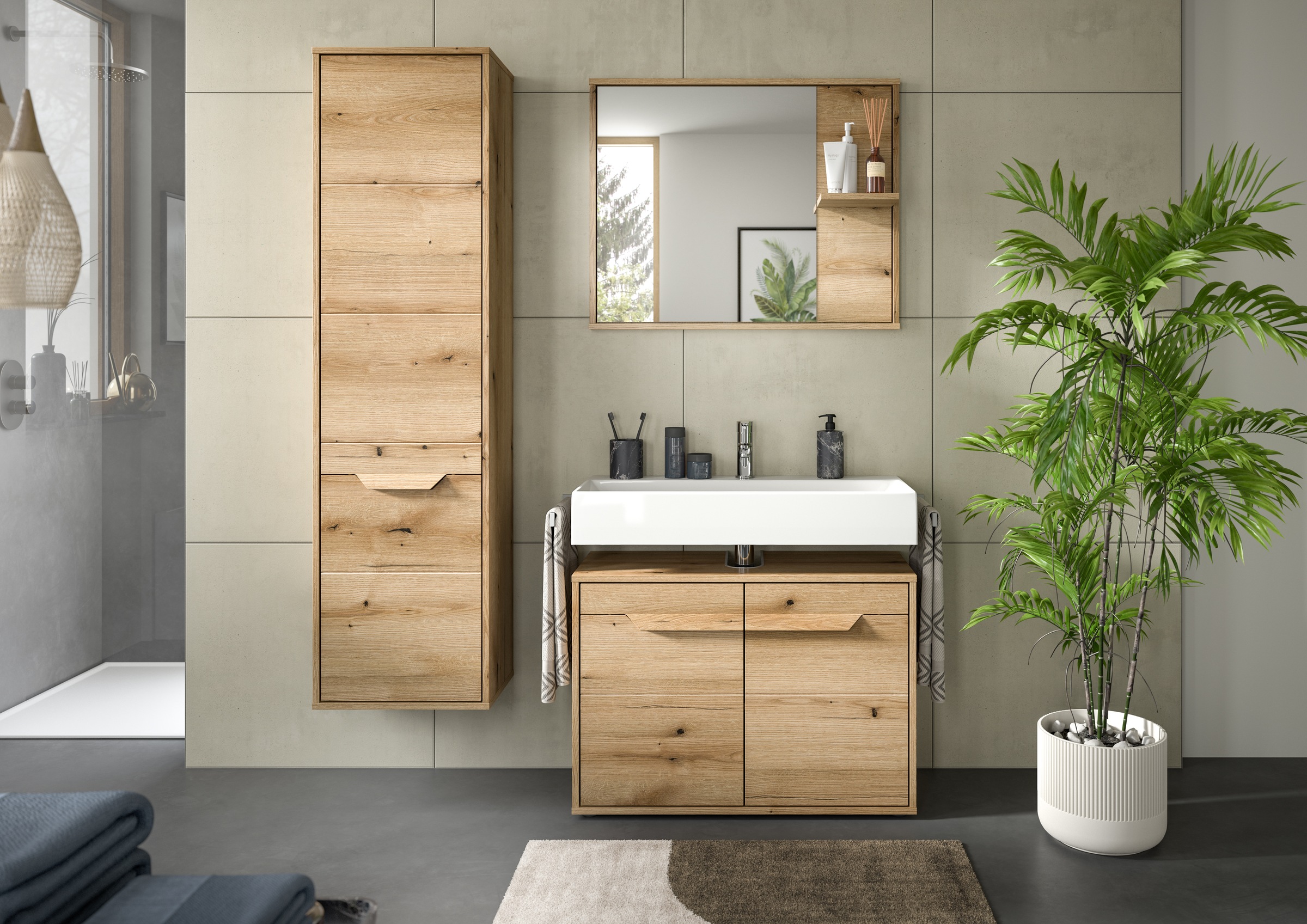 welltime Spiegel »Kayu, Breite 84 cm, 1 Ablagefläche« Badspiegel, Bad-Möbel günstig online kaufen