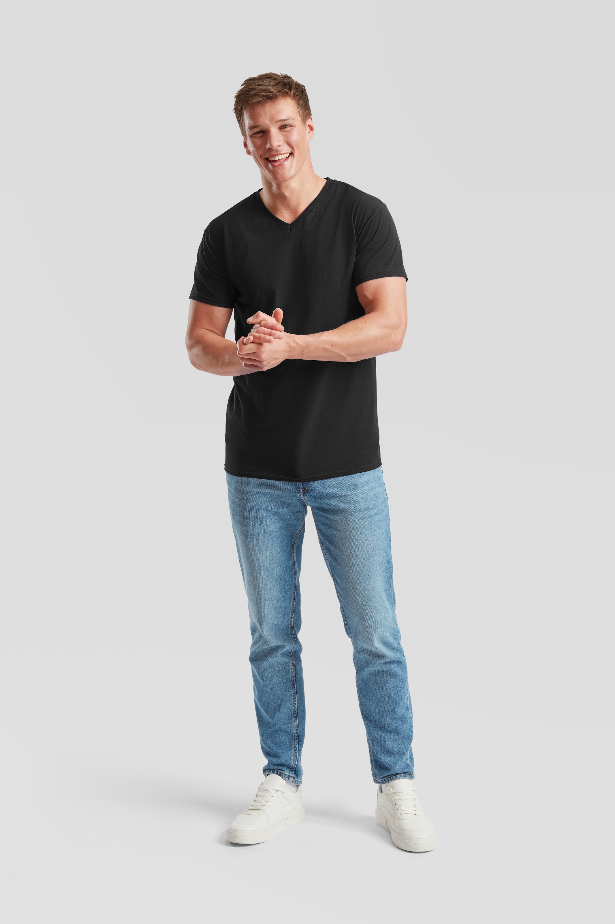 Fruit of the Loom T-Shirt Packung, 6 Stk. tlg. aus Baumwolle, V-Ausschnitt, 6-teilig