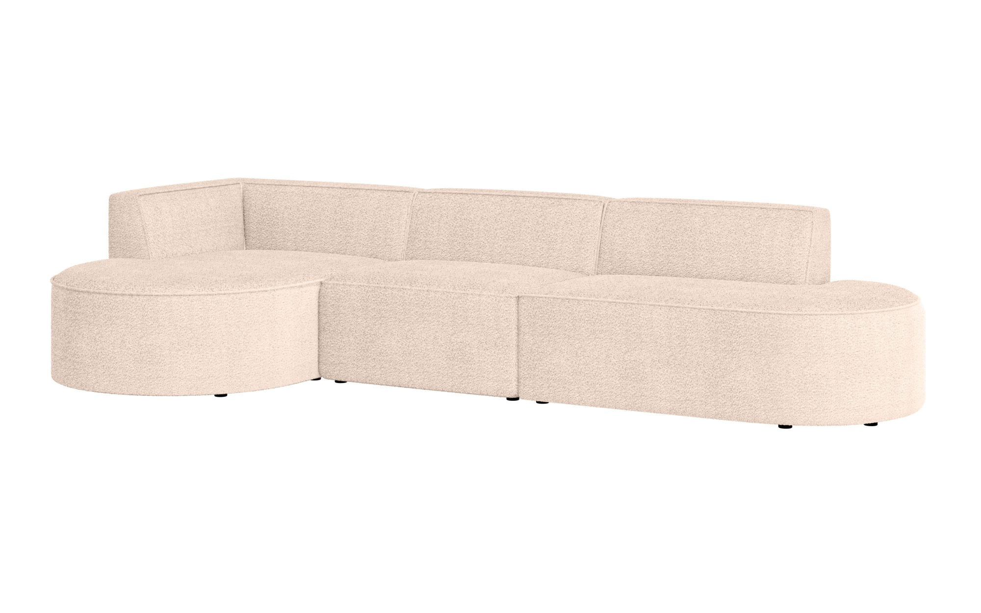 andas Ecksofa »EIVIND Designer Sofa mit Ottomane rechts/links, B/T/H: 343/159/72 cm«, L-Form mit Wellenunterfederung, auch in Feincord und Bouclé