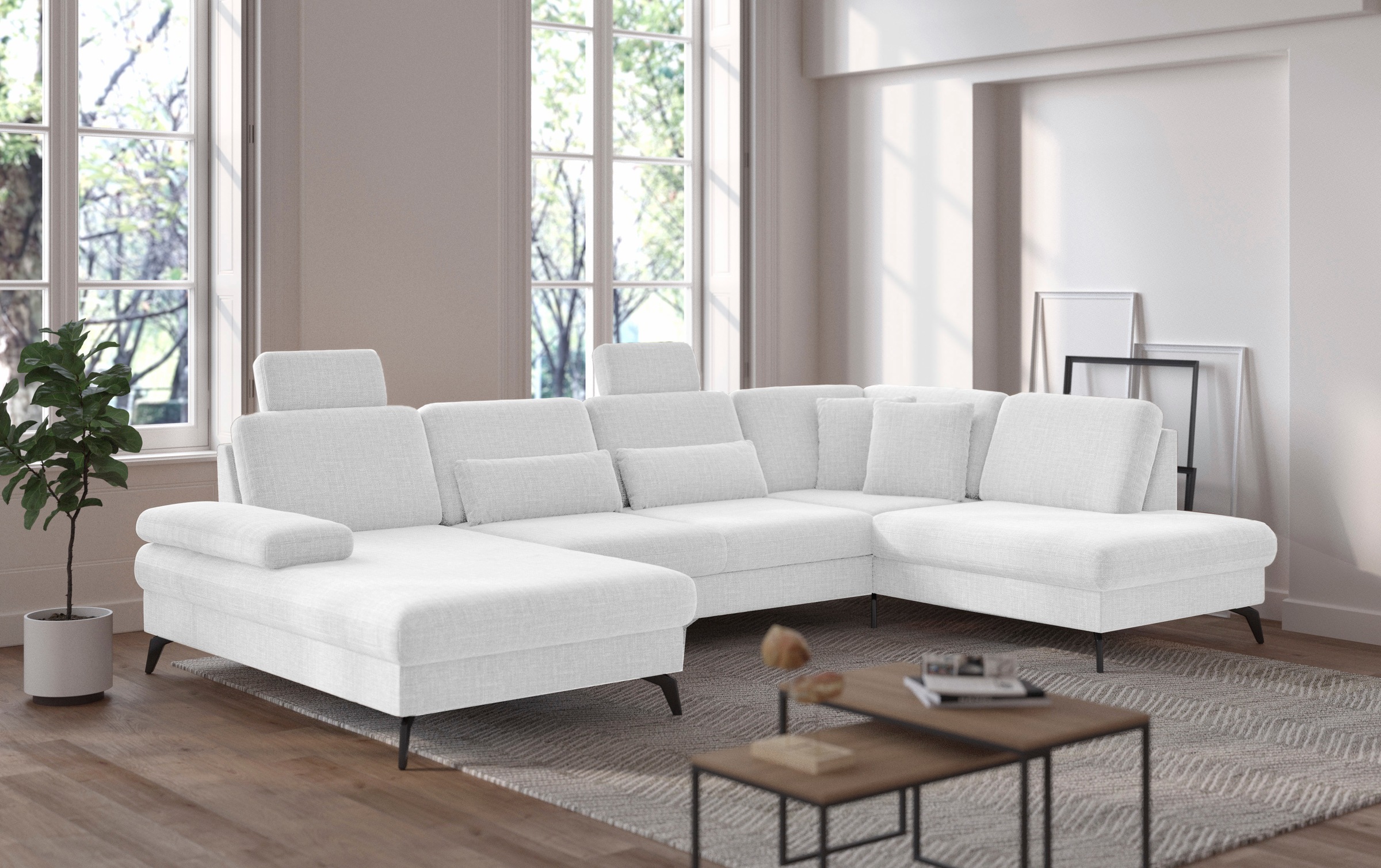 sit&more Wohnlandschaft »Morris U-Form, inkl. Sitztiefenverstellung«, wahlweise mit Armteilverstellung, Bettfunktion & Bettkasten