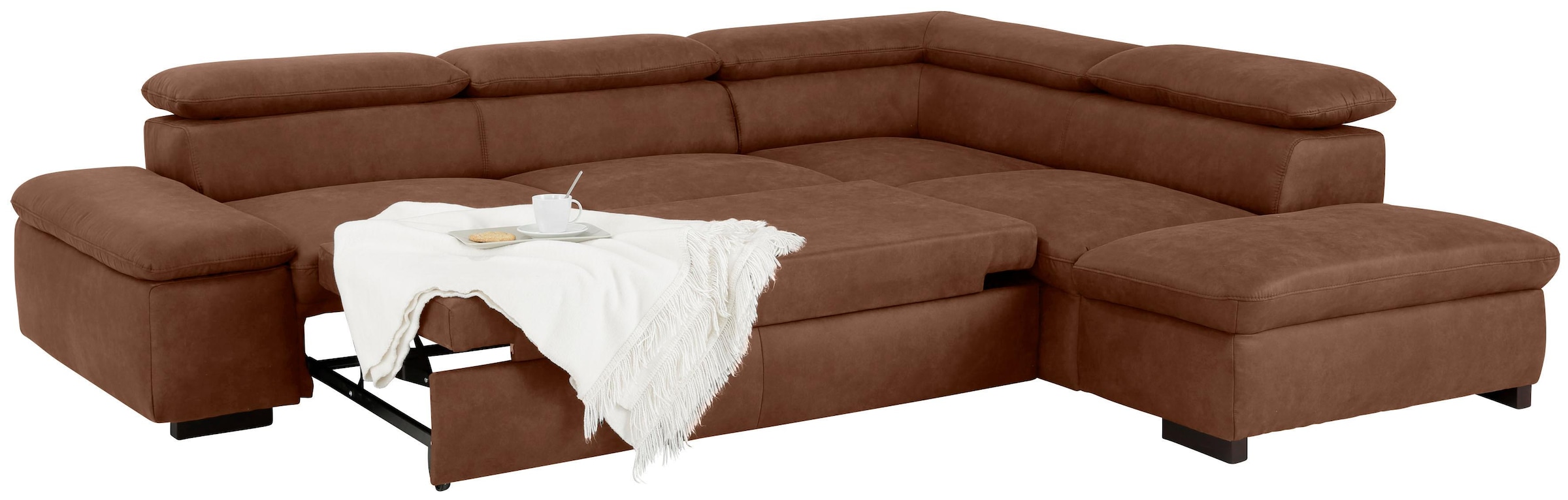 Home affaire Ecksofa »Alberto L-Form«, mit Kopfteilverstellung, wahlweise mit Bettfunktion