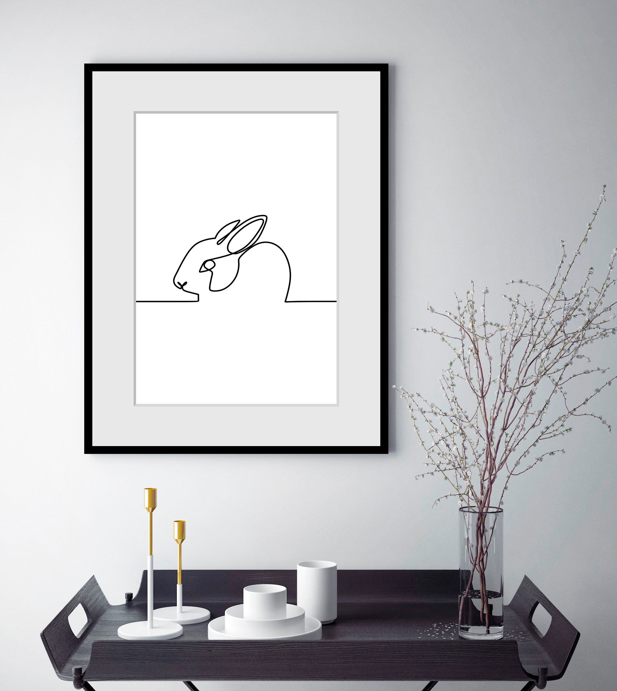 queence Bild »Alicia«, Schwarz-Weiß-Kunst-Modern-Hase-Hasen-Haustiere, (1 S günstig online kaufen