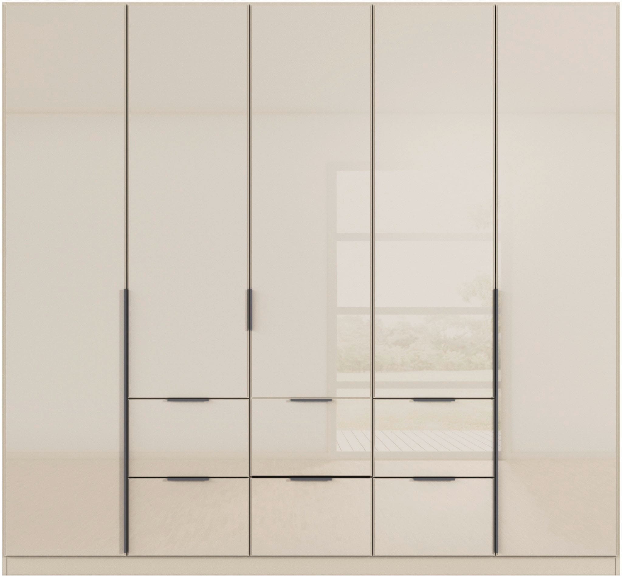 rauch Drehtürenschrank »Kleiderschrank Kleiderschränke Schrank Garderobe AGORDO mit Glasfront«, (in zwei Griff-Farben mit Glasfront), mit Außenschubkästen, in 6 Breiten und 2 Höhen MADE IN GERMANY