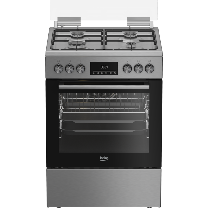 BEKO Gas-Standherd »FBM62320XDSL« mit Teleskopauszug nachrüstbar Edelstahl Display: Multifunktionsdisplay