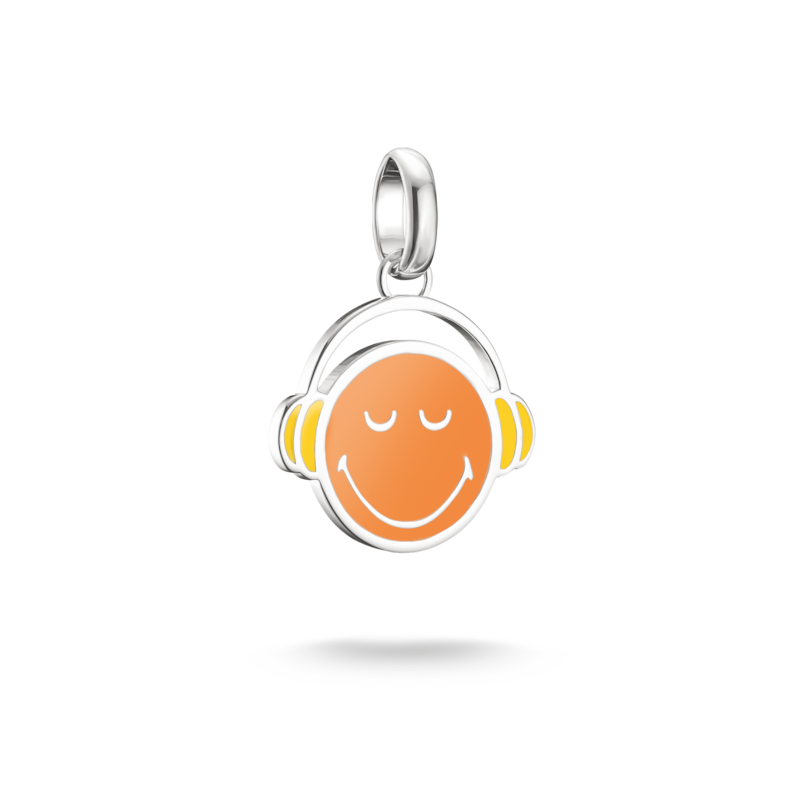 THOMAS SABO Charm-Einhänger »SMILEYWORLD Headphones Charm - Connect« silberfarben-orange-gelb SMILEYWORLD Headphones Charm- Connect