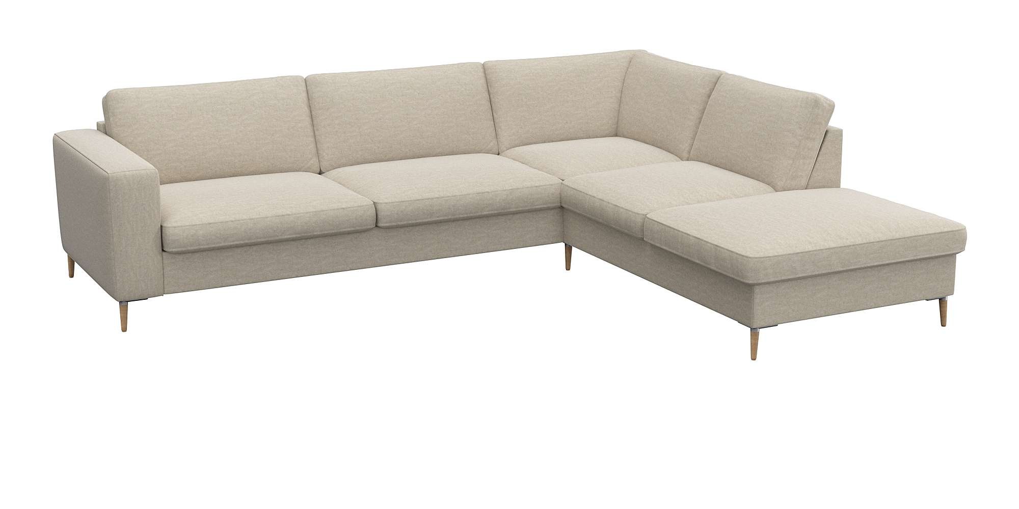 FLEXLUX Ecksofa »Fiore, Sitzaufbau mit hochwertigem Kaltschaum für mehr Sitzkomfort«, breite Armlehnen, L-Form, Füße Alu/Eiche
