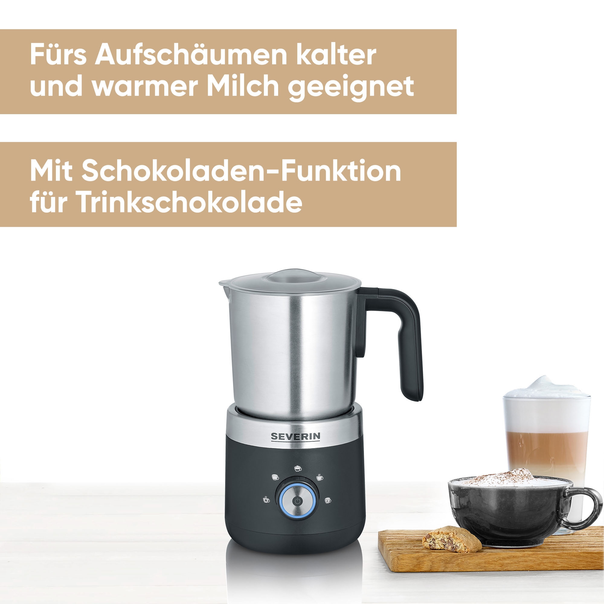 Severin Milchaufschäumer »SM 3588« 550 W mit Schokoladen-Funktion, Für kaltes und warmes Aufschäumen