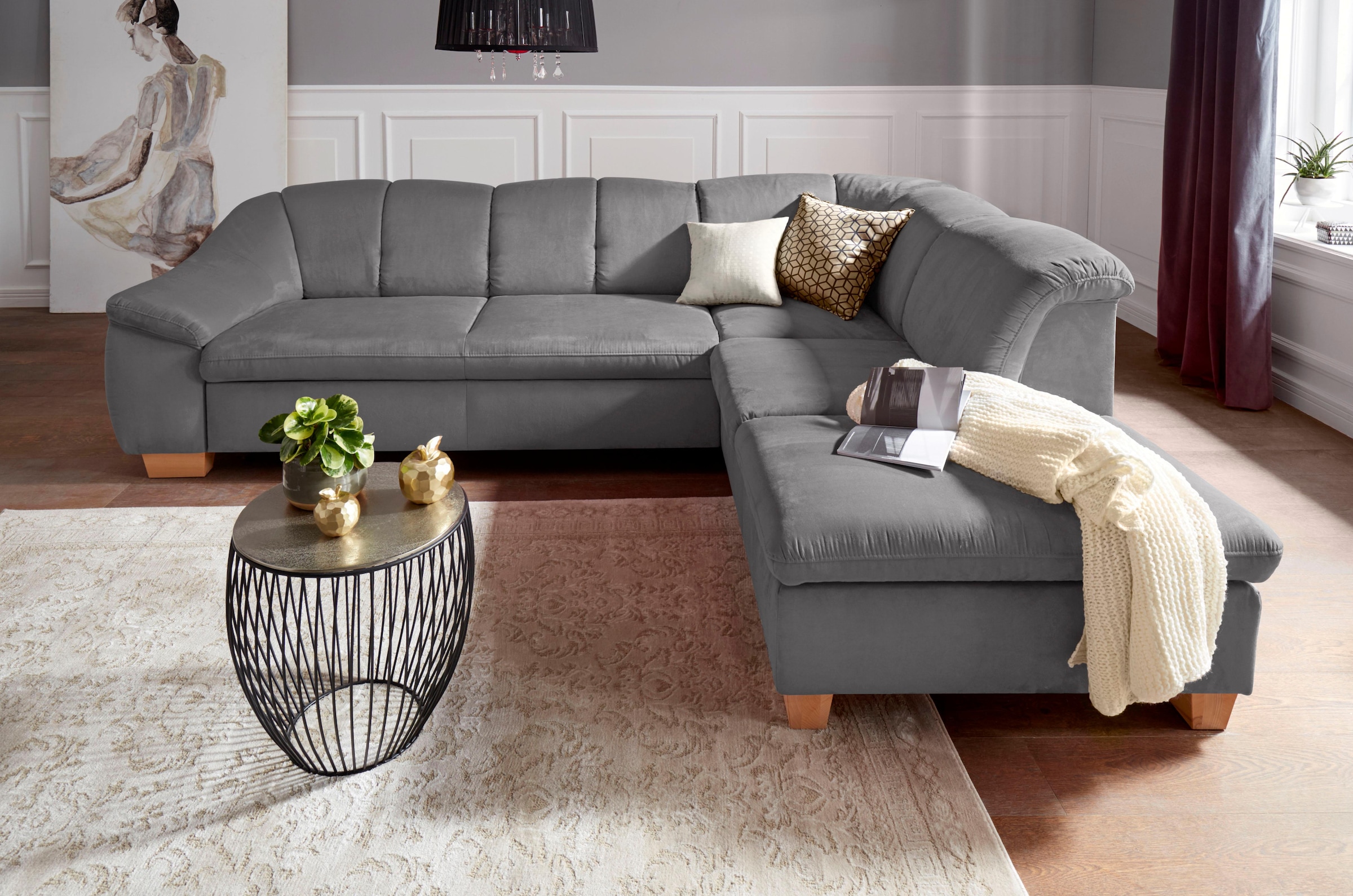 sit&more Ecksofa »Santo L-Form«, mit Federkern, wahlweise mit Bettfunktion günstig online kaufen