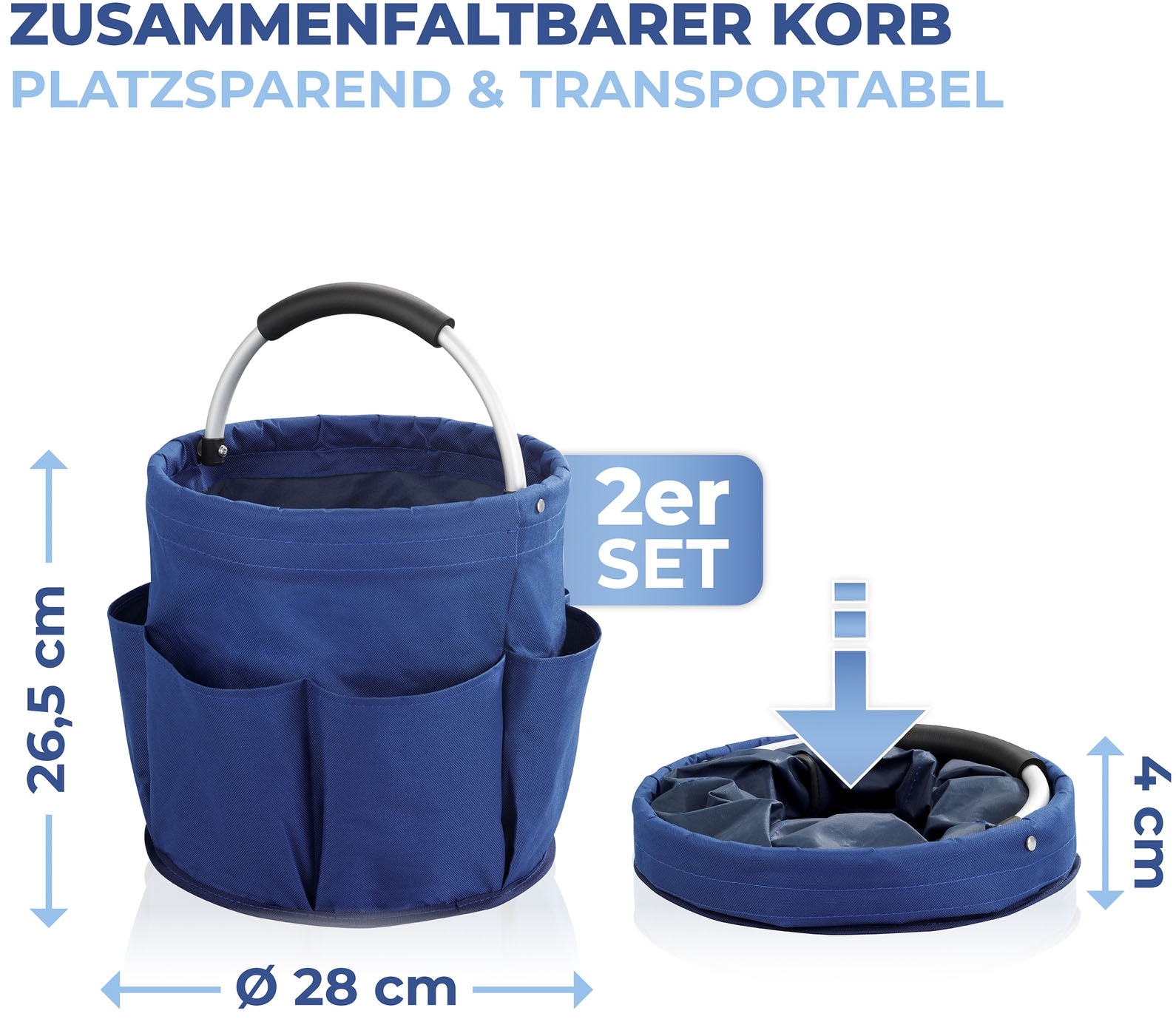 Maximex Organizer »Universal-Reinigungs-Caddy«, (Set, 2 St.), Allzweckkorb mit 6 Außentaschen, ideal für Haushalt, Garten & Camping