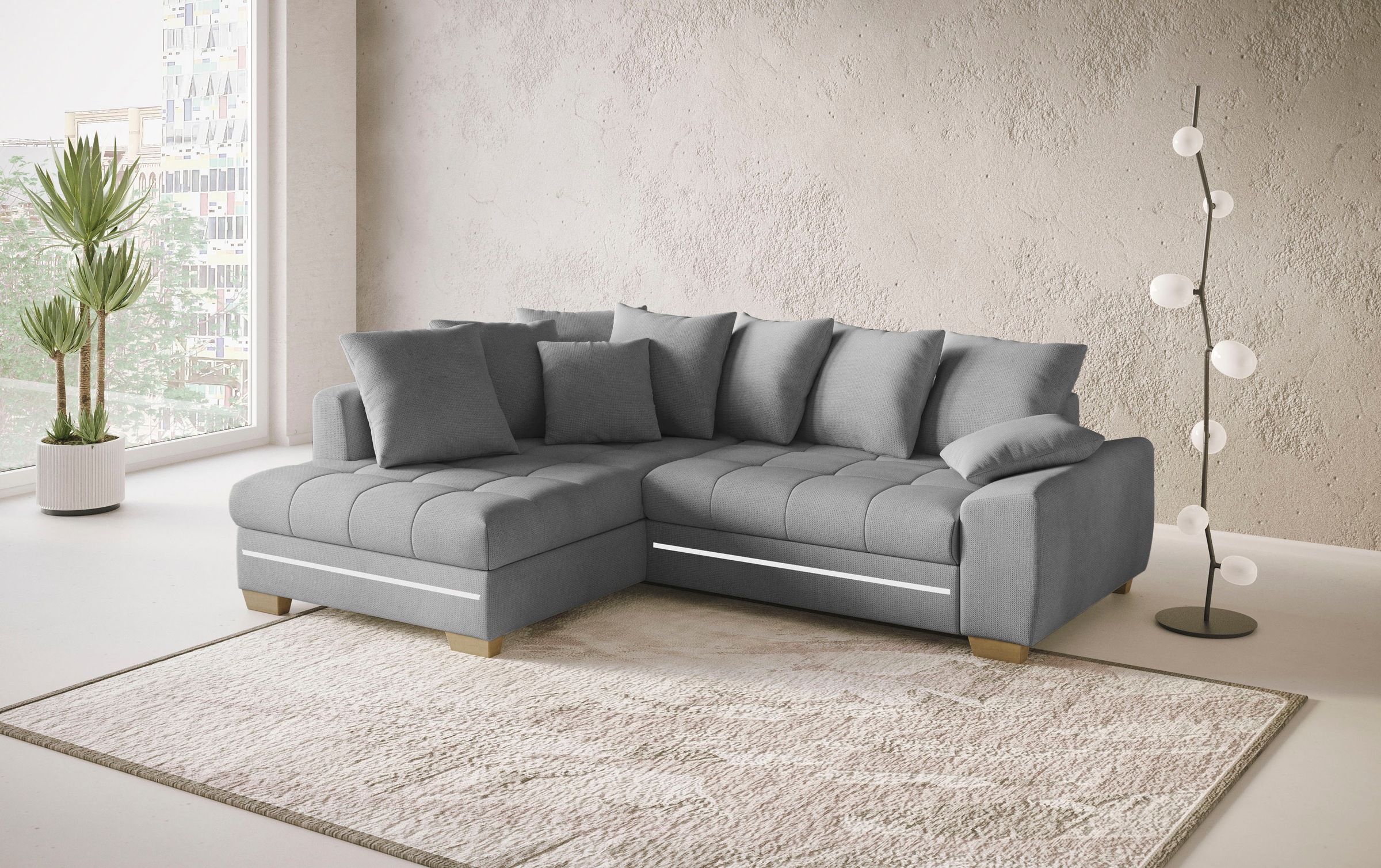 Mr. Couch Ecksofa »Nikita II, L-Form«, mit Kaltschaum, RGB-LED Beleuchtung, wahlweise mit Bett, Bettkasten