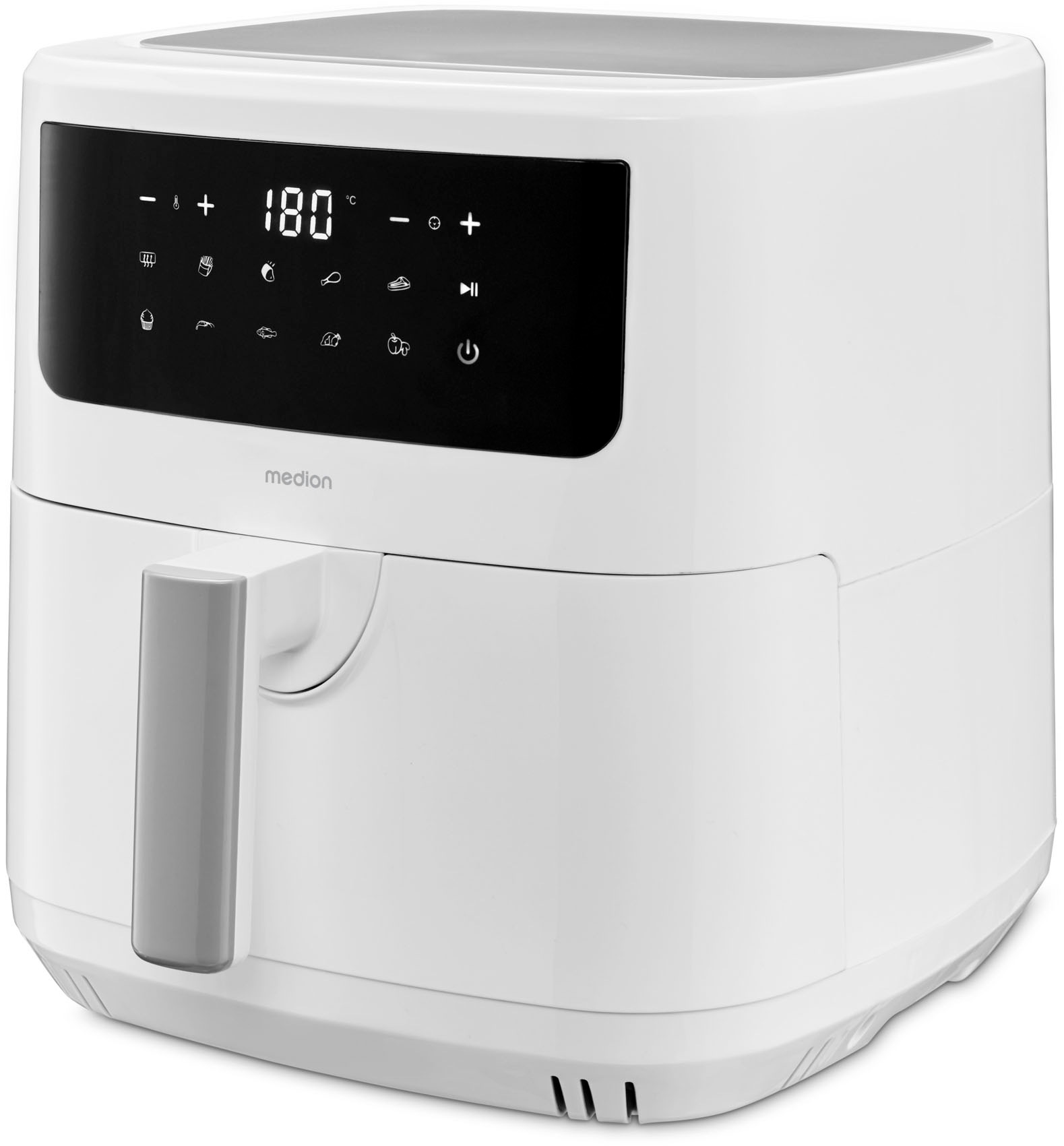Medion® Heißluftfritteuse »P10 XL (MD 11750), 6,8 L Korbvolumen, 9 Automatikprogramme, Vorheizen«, 2000 W, Fassungsvermögen 6,8 l, Temperatur einstellbar 50 - 200 °C, ILAG Beschichtung, Timer