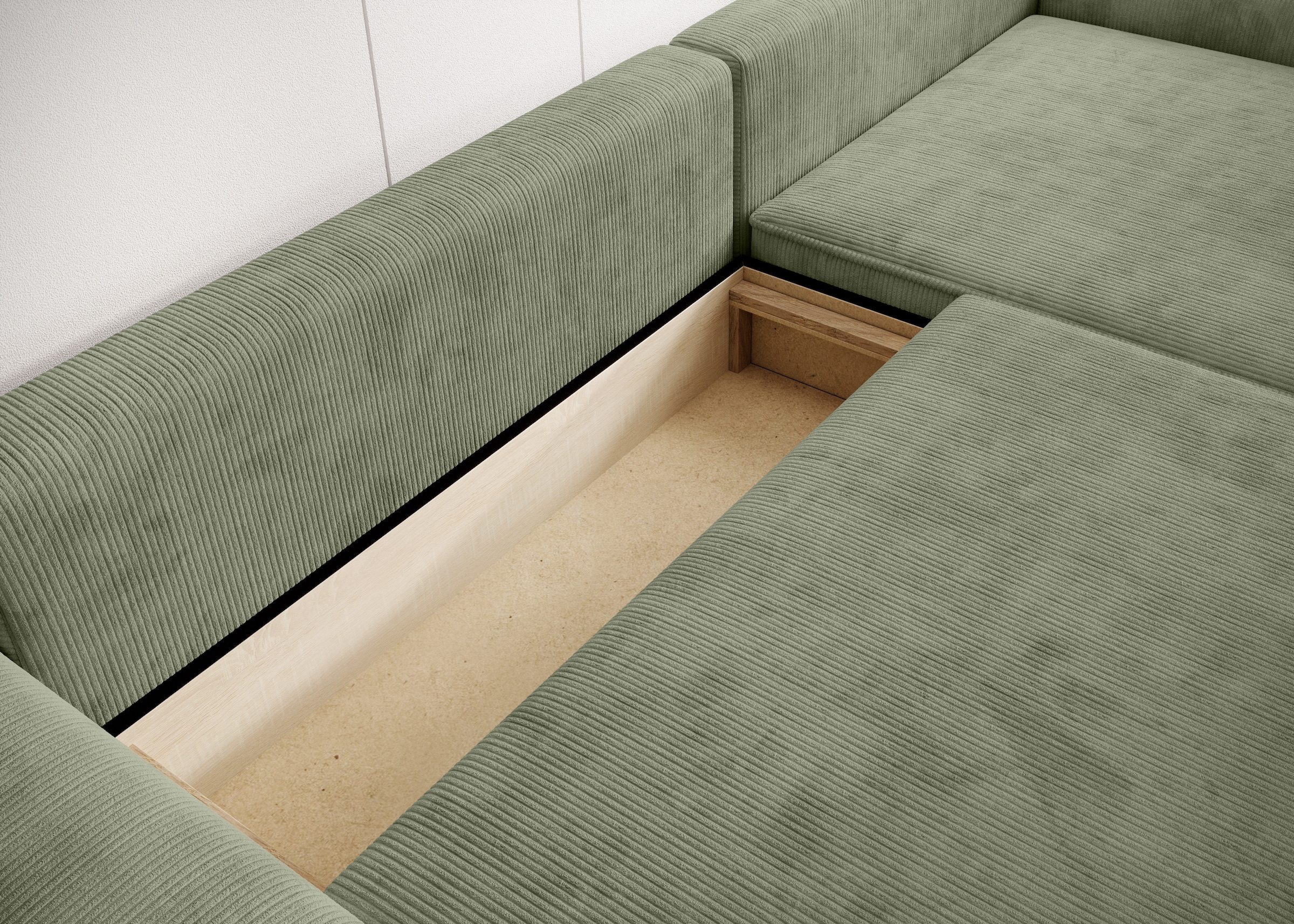 TRENDMANUFAKTUR Ecksofa »Challenge, Schlafsofa mit Bettkasten, Couch in L-Form, Breite 245 cm«, Recamiere beidseitig montierbar, auch in trendigem Cordstoff