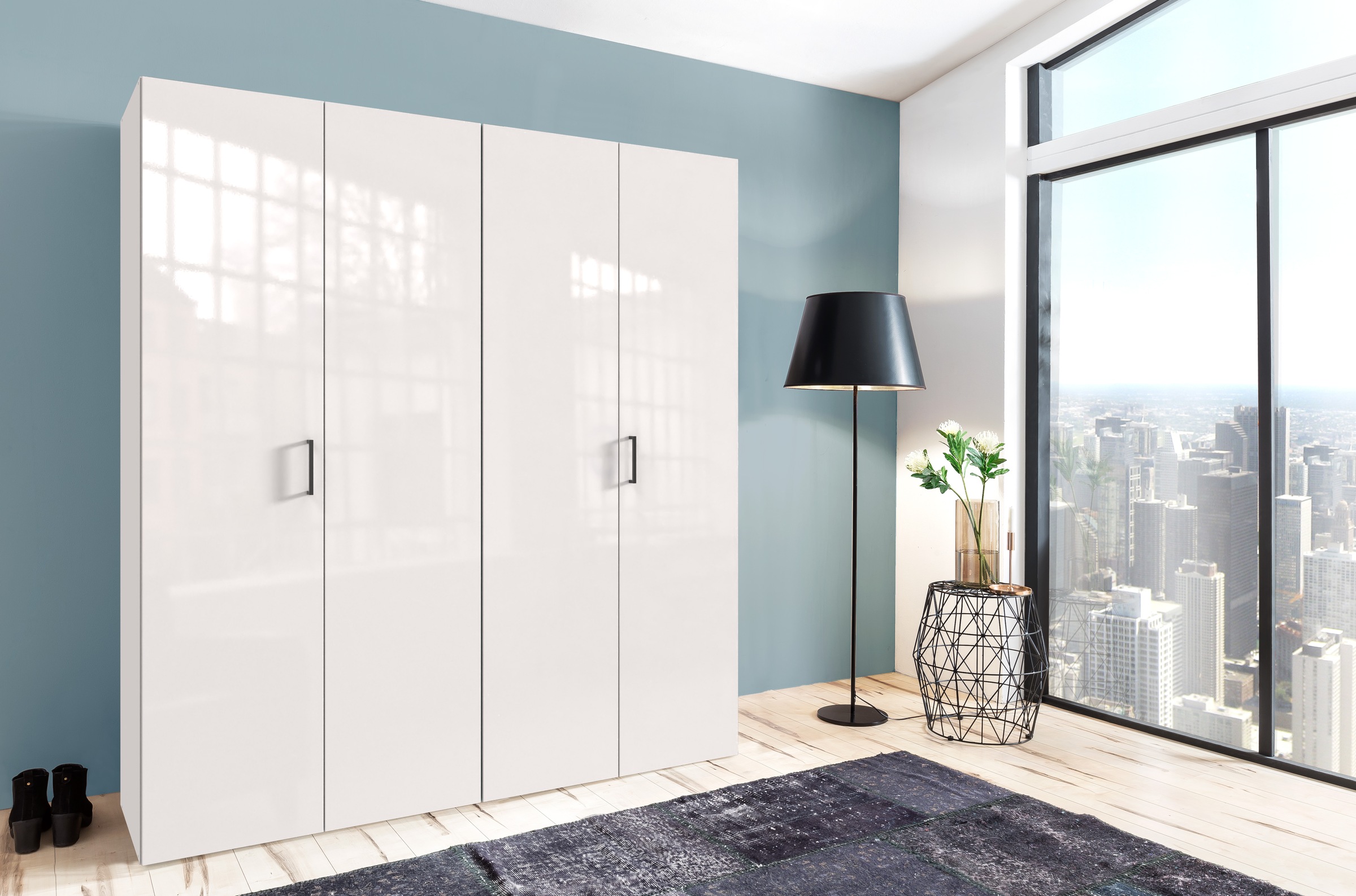 Wimex Kleiderschrank »Mugano,in 8 Breiten,3 Höhen,2 Tiefen, viele Farben, Made in Germany«, (in Basic oder Premium Ausstattung mit 2 weiteren Einlegeböden), mit langen oder kurzen Griffen aus Metall, mit oder ohne Spiegel