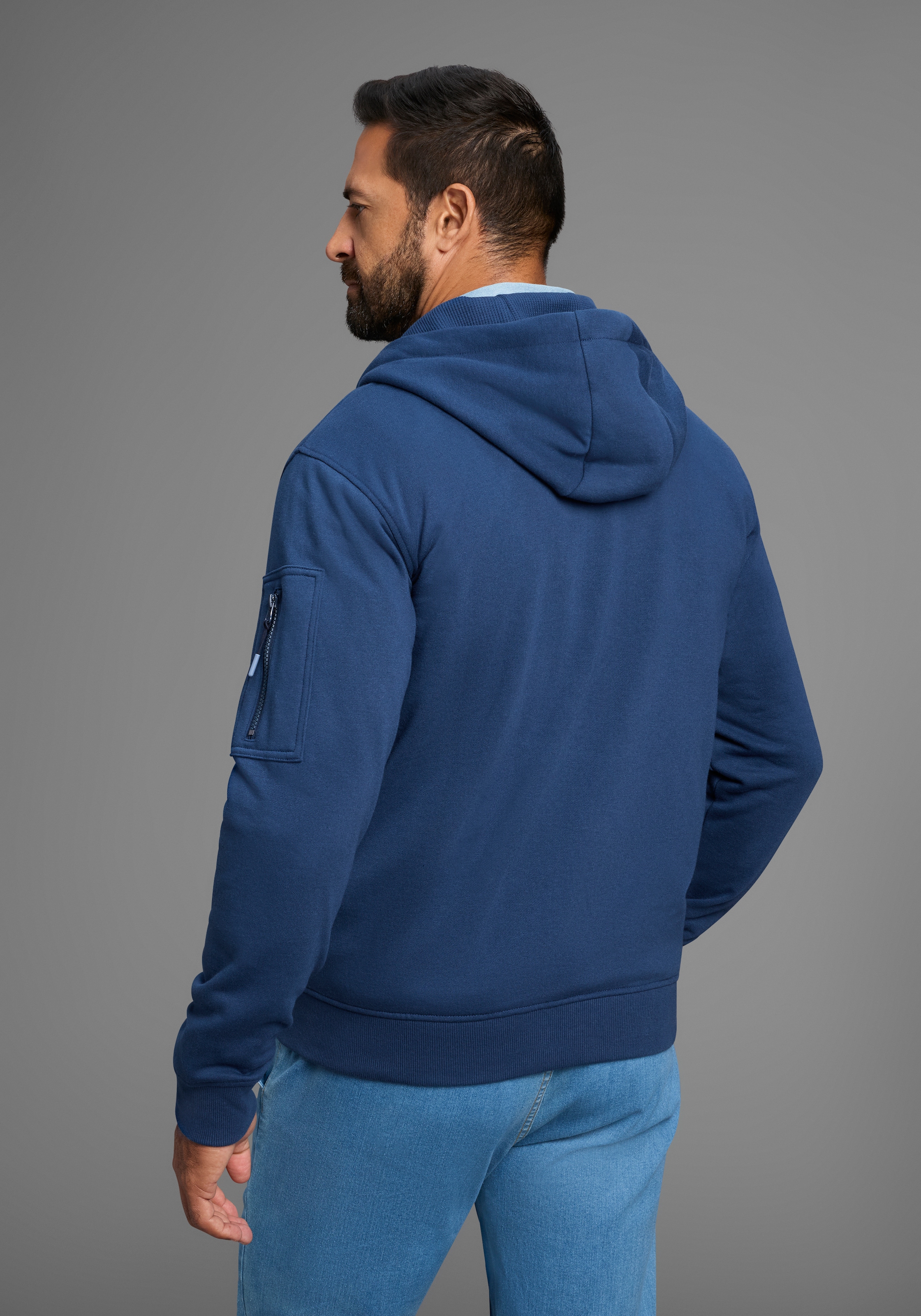 Man's World Kapuzensweatjacke Langarm, mit Print, mit Kapuze, Tasche am Ärmel