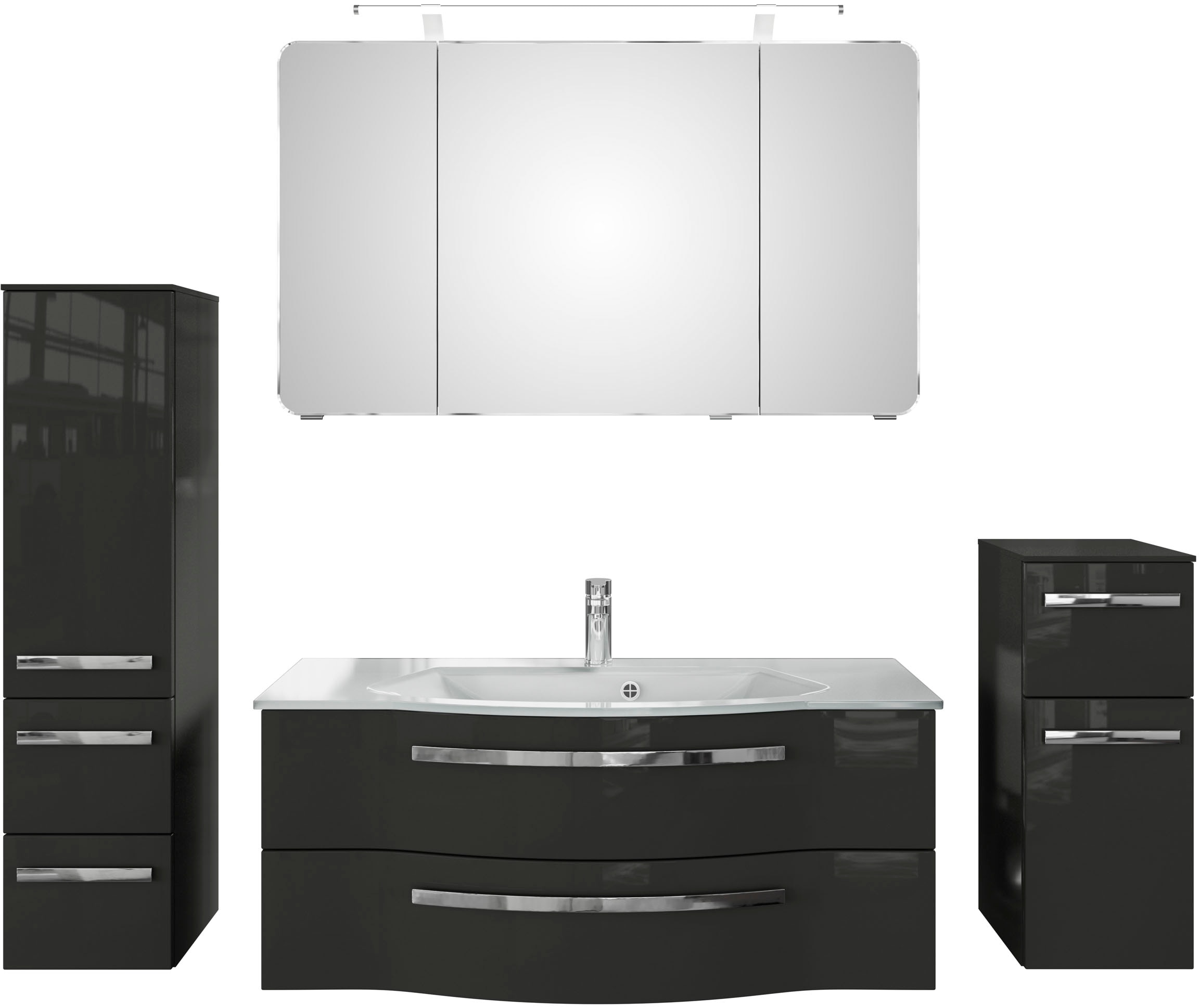 Saphir Badmöbel-Set »Serie 4005, vormontiert, Glaswaschbecken, Spiegelschra günstig online kaufen