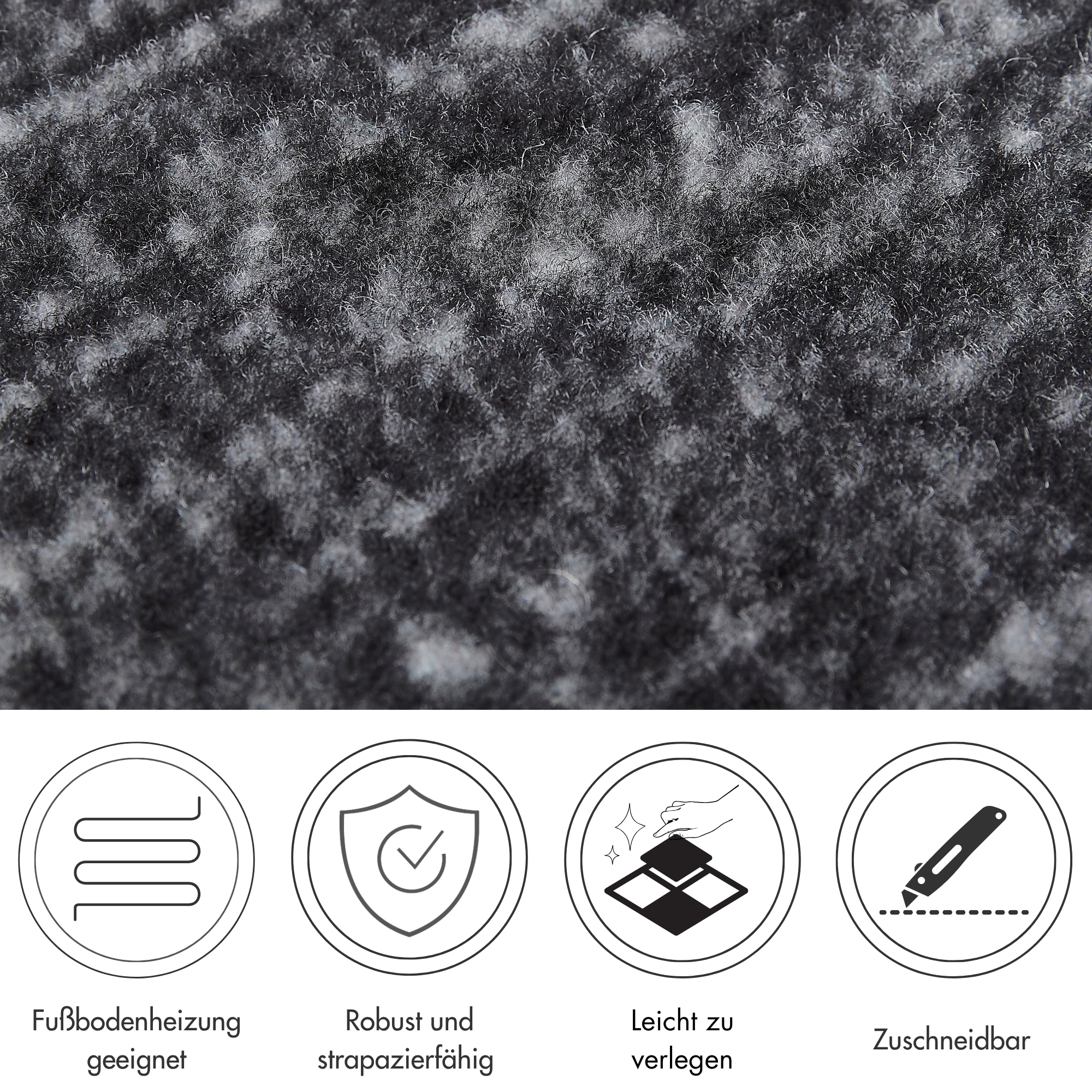 Andiamo Teppichfliese »Paris Nadelfilz, Gesamthöhe 4 mm« quadratisch 40x40 cm, selbstklebend, robust & strapazierfähig, 25 Stück (4 qm)
