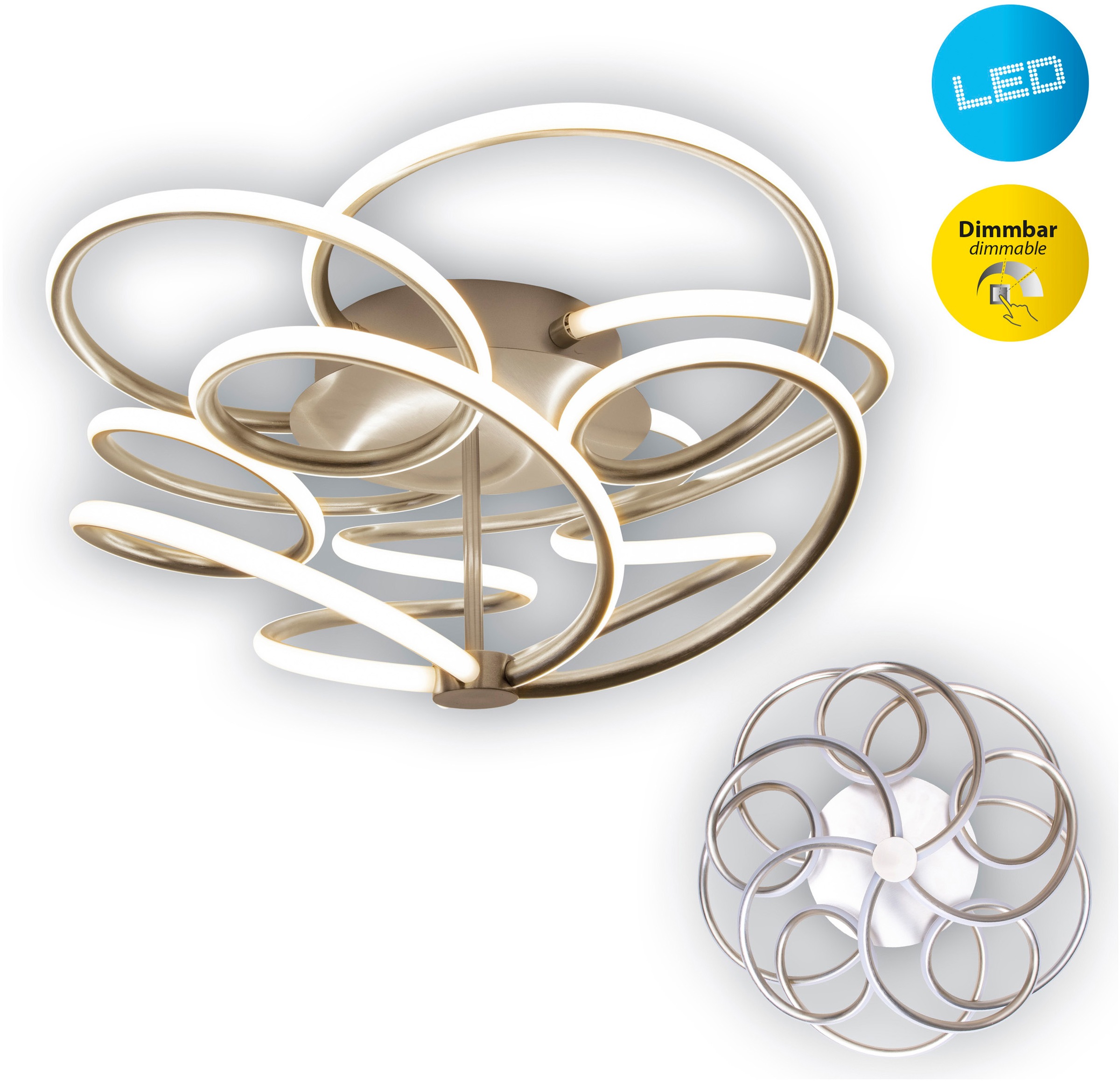 näve LED Deckenleuchte »Rizado« 1 Stk. Warmweiß Effizienzklasse: F, 3-Stufe günstig online kaufen