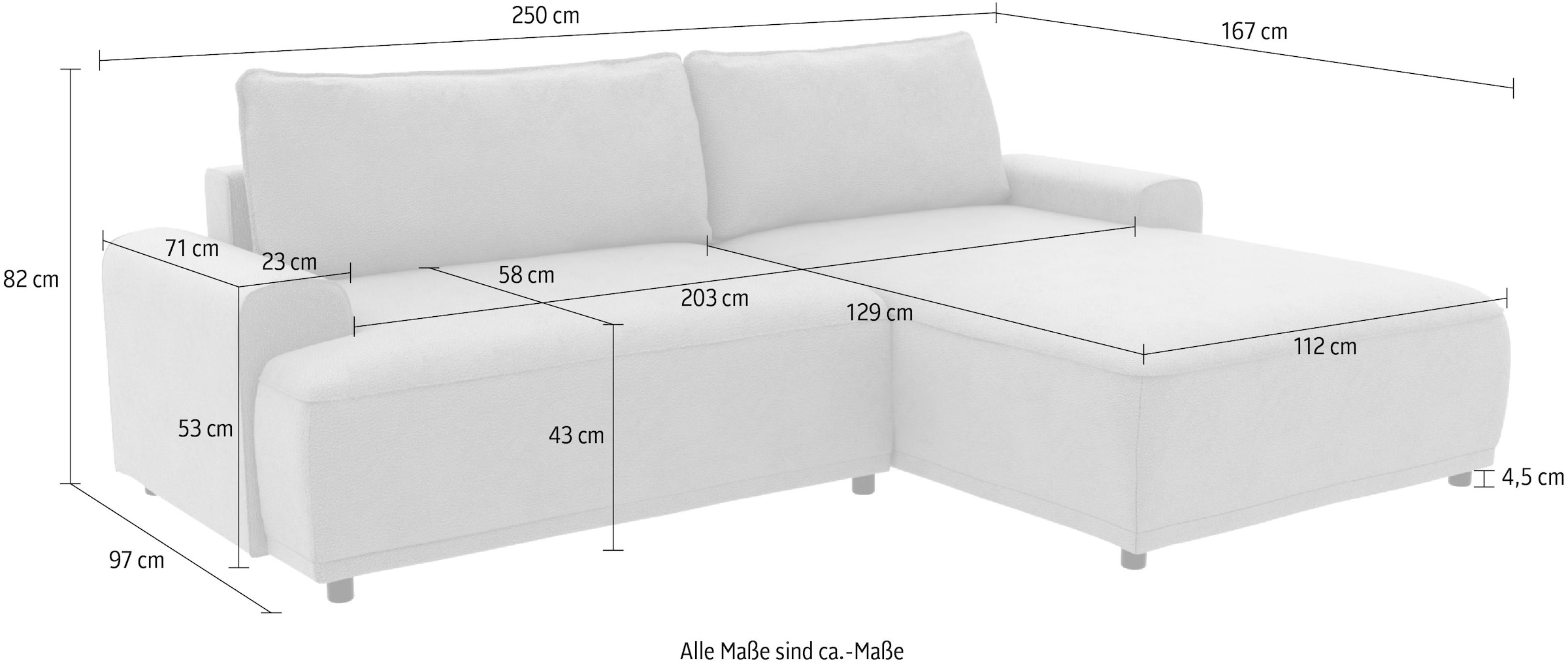 TRENDMANUFAKTUR Ecksofa »Fordon, Schlafsofa mit Bettkasten, Couch in L-Form, Breite 250 cm«, in Cordstoff HYPER, dunkelgrün, Recamiere rechts