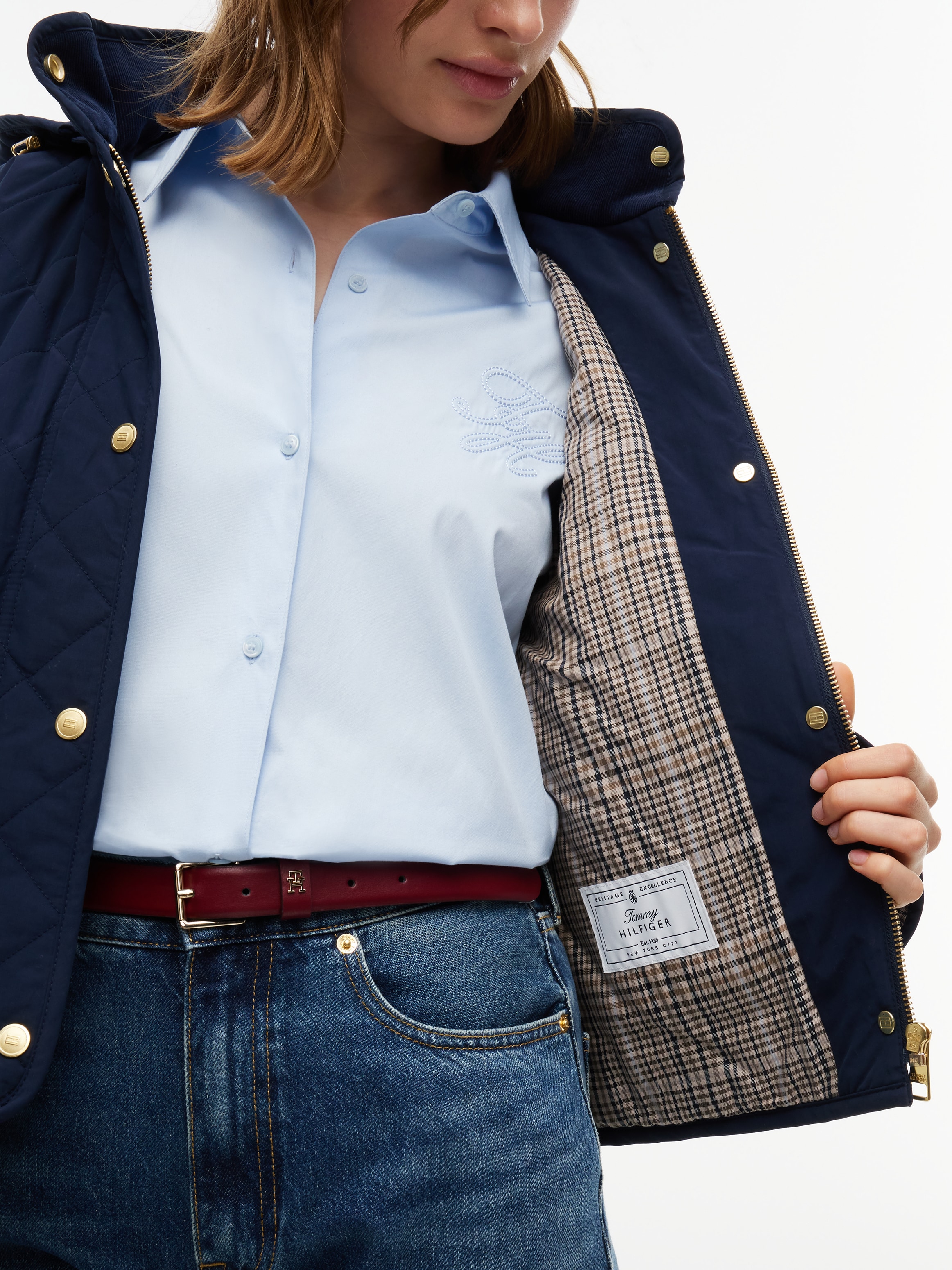 Tommy Hilfiger Steppjacke »QUILTED HOOD JACKET« mit Kapuze Baumwollmischung