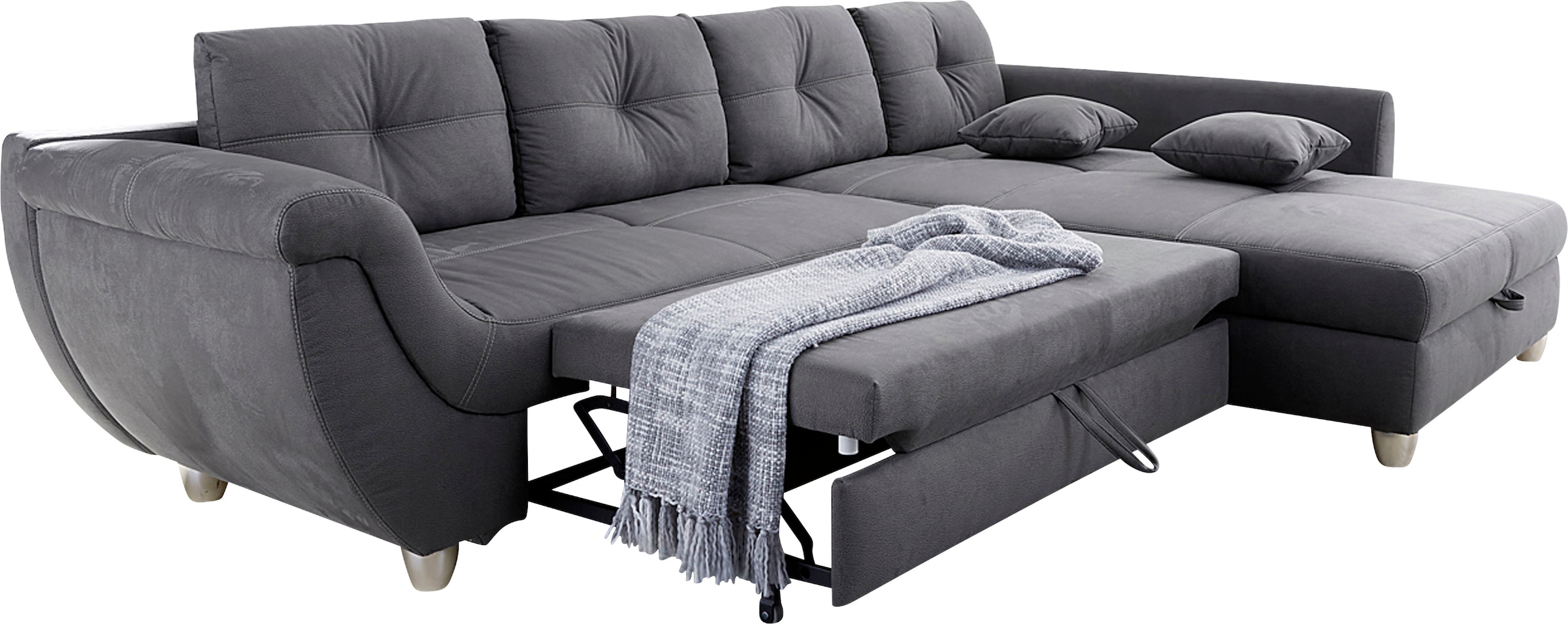 Jockenhöfer Gruppe Ecksofa »Maranello L-Form«, mit großem Stauraum, Gästebett- und Relaxfunktion, Nosagfederung